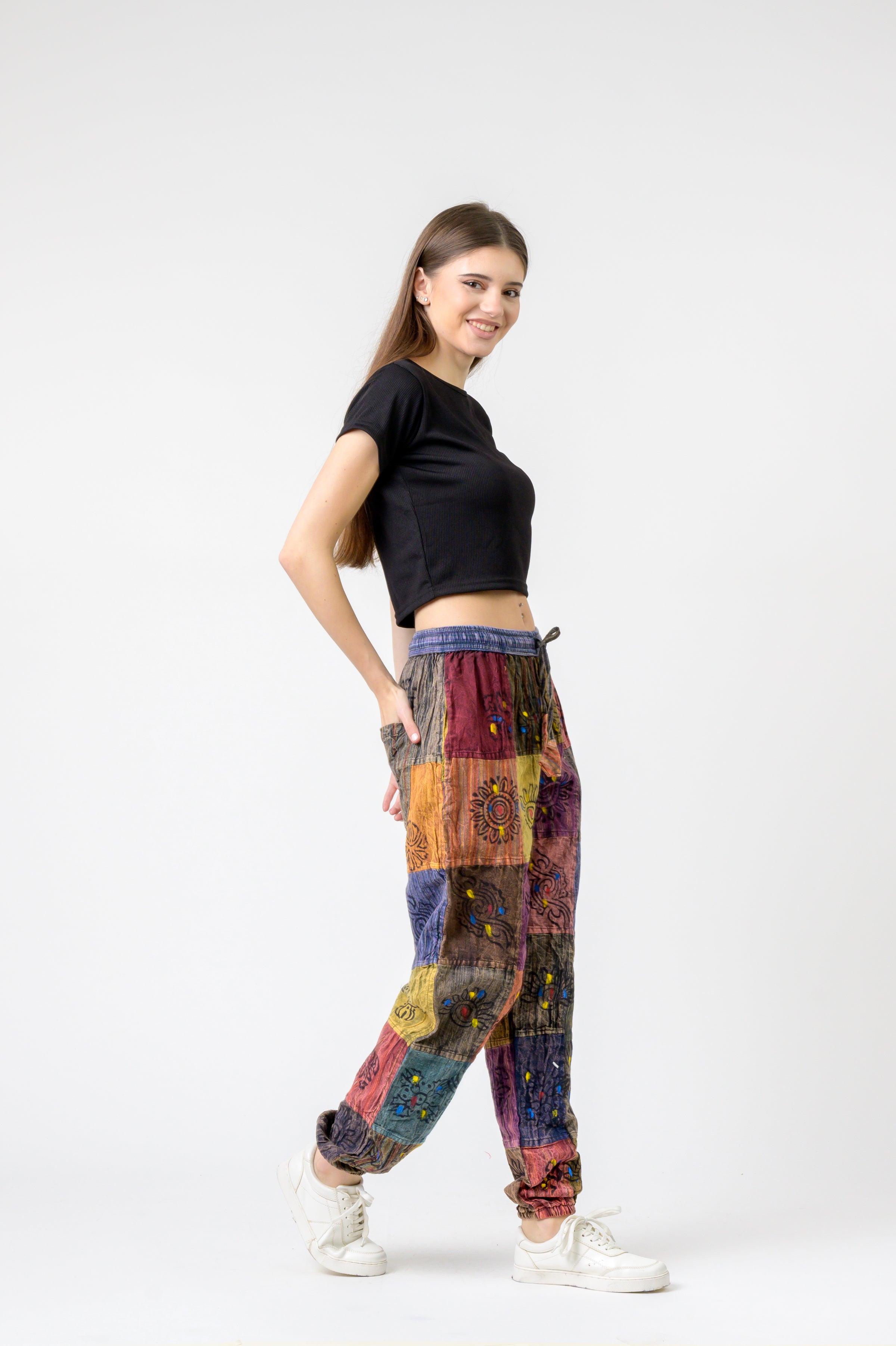 Elastic Waist Patch Pants