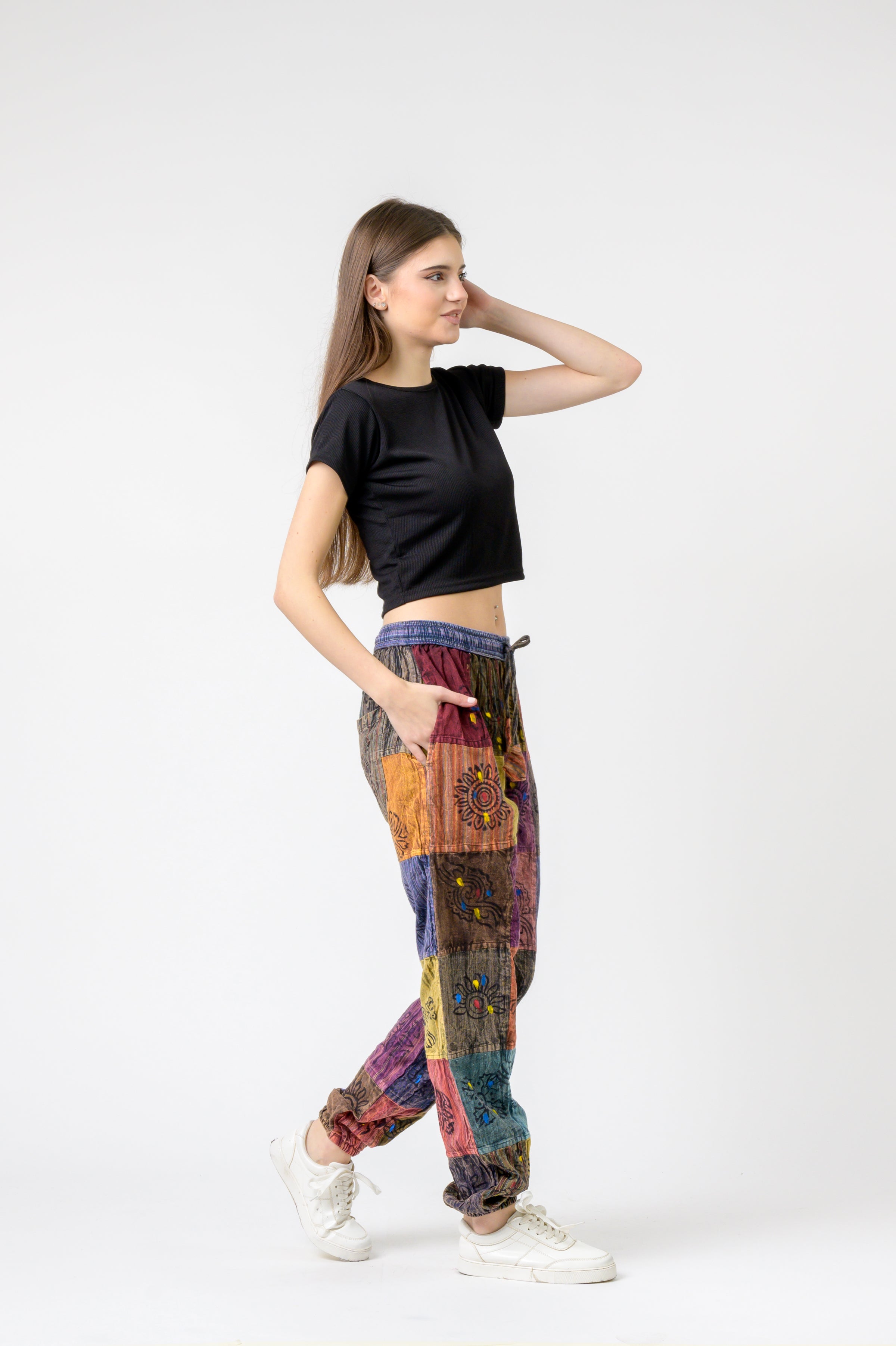 Elastic Waist Patch Pants