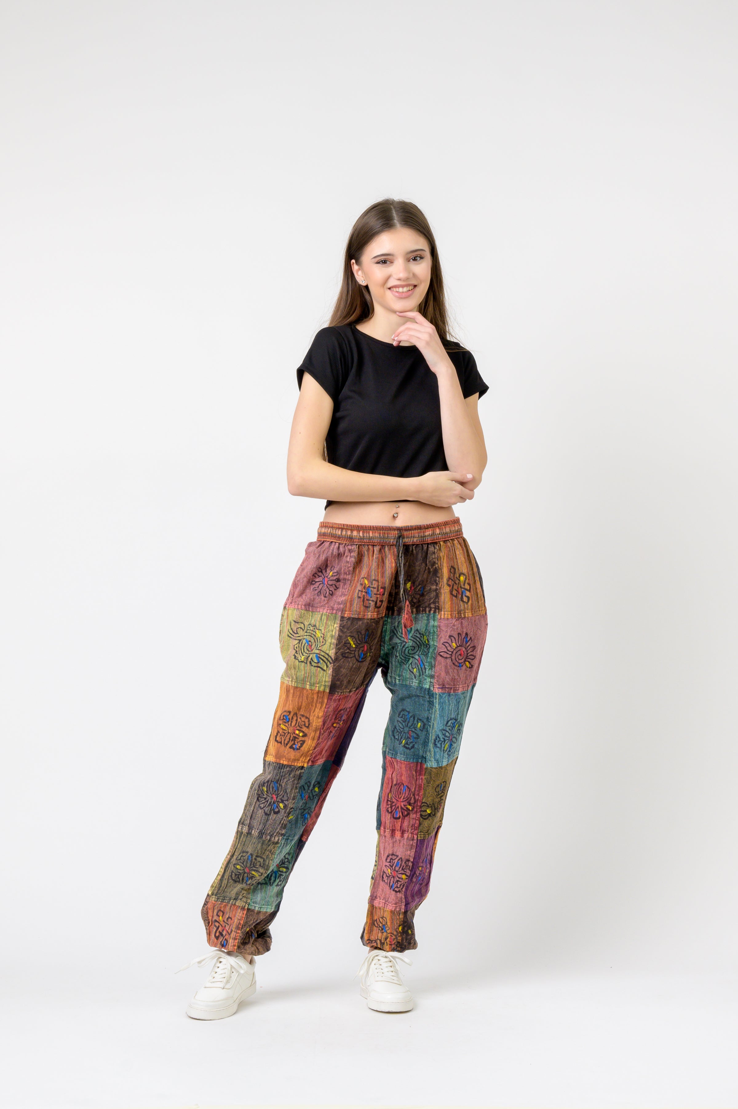 Elastic Waist Patch Pants