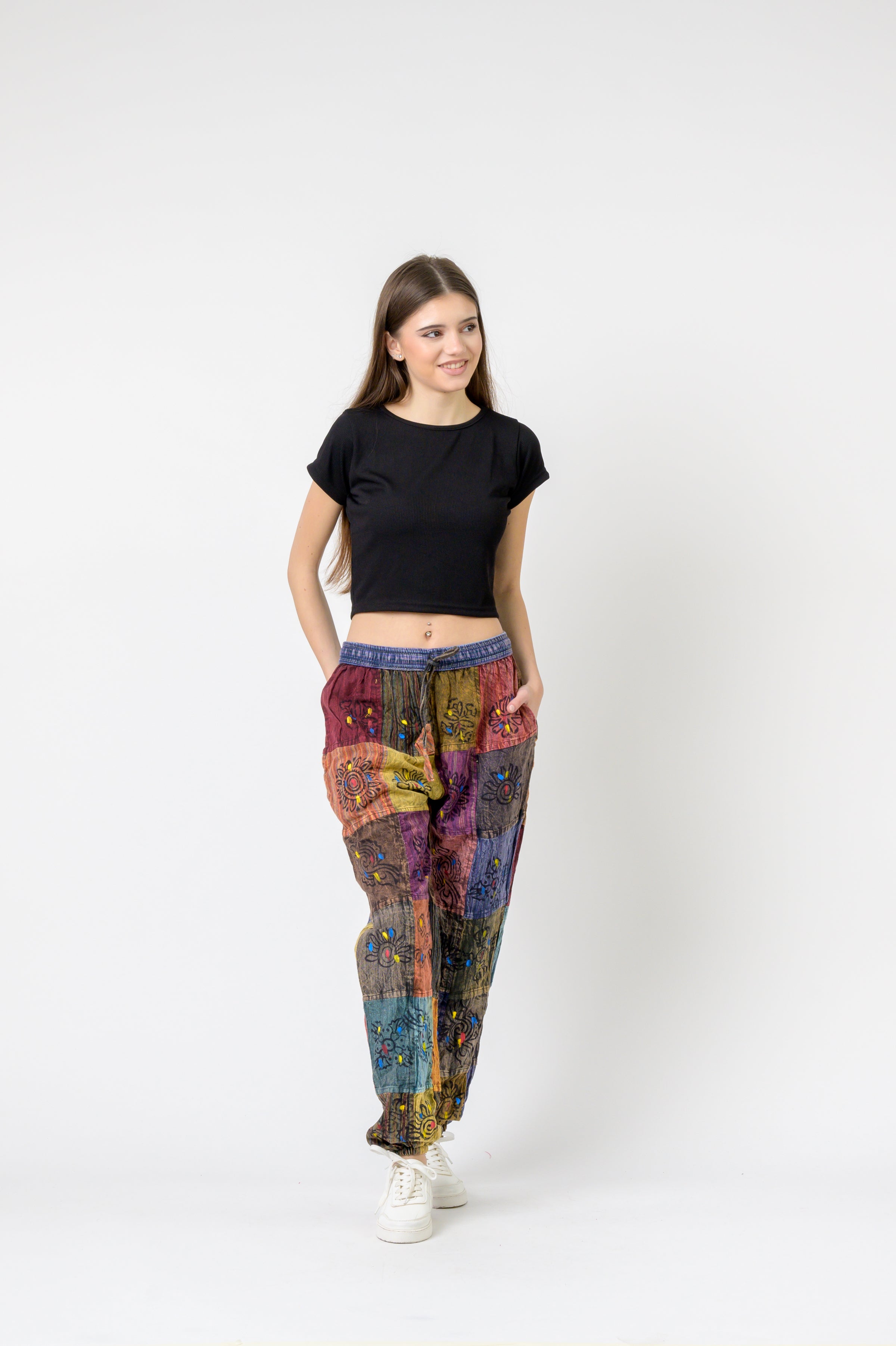 Elastic Waist Patch Pants