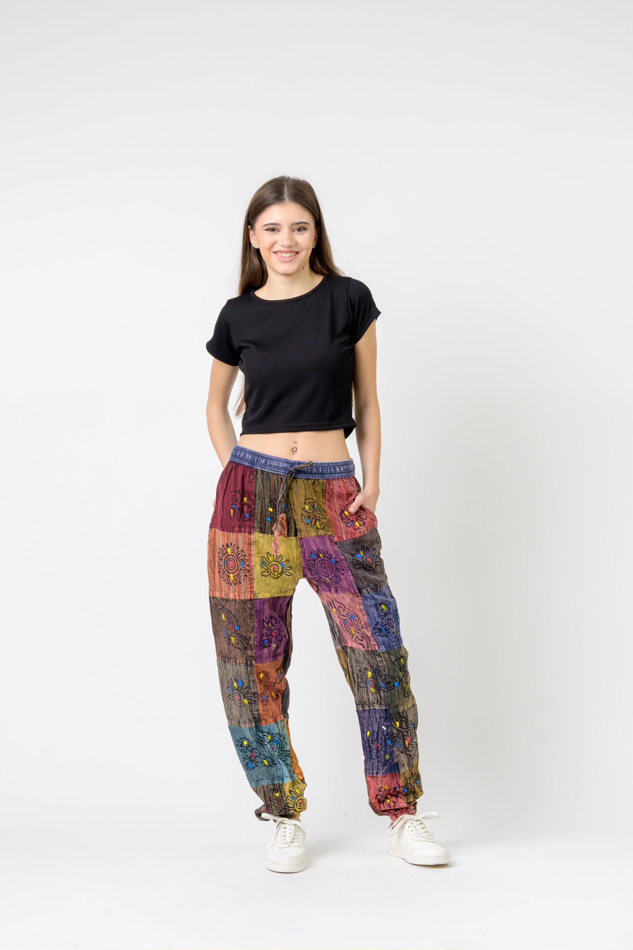 Elastic Waist Patch Pants