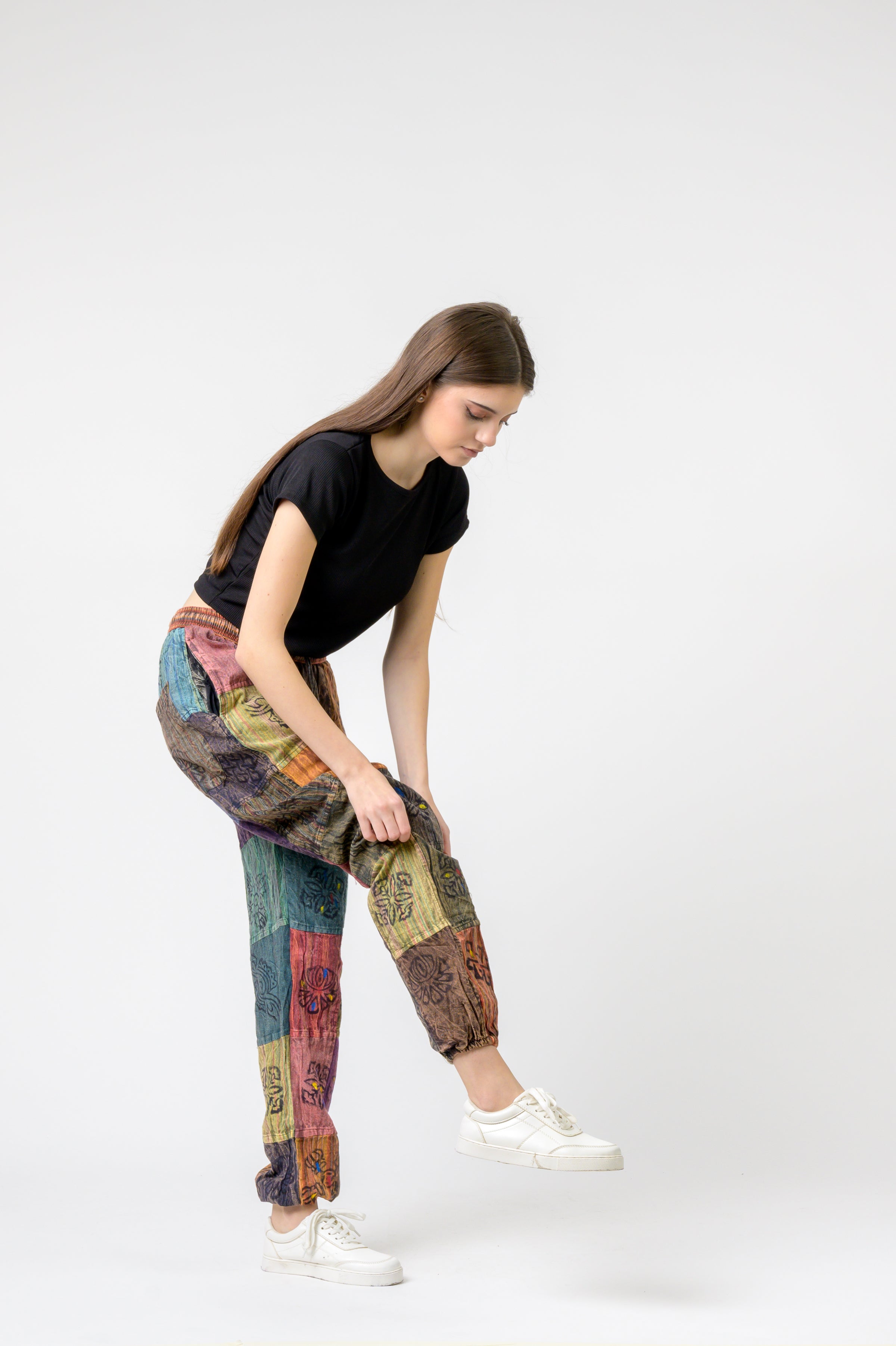 Elastic Waist Patch Pants