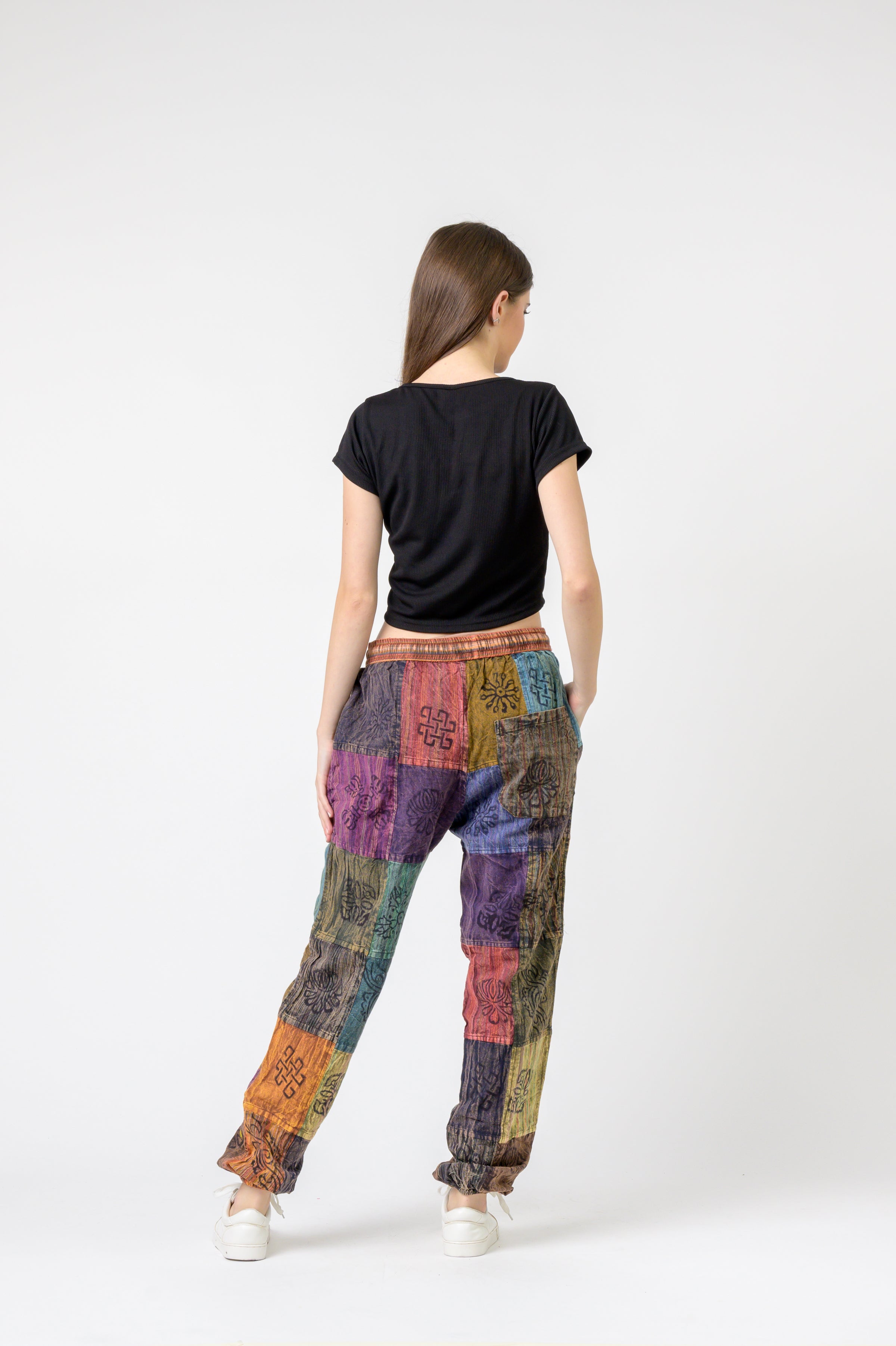 Elastic Waist Patch Pants