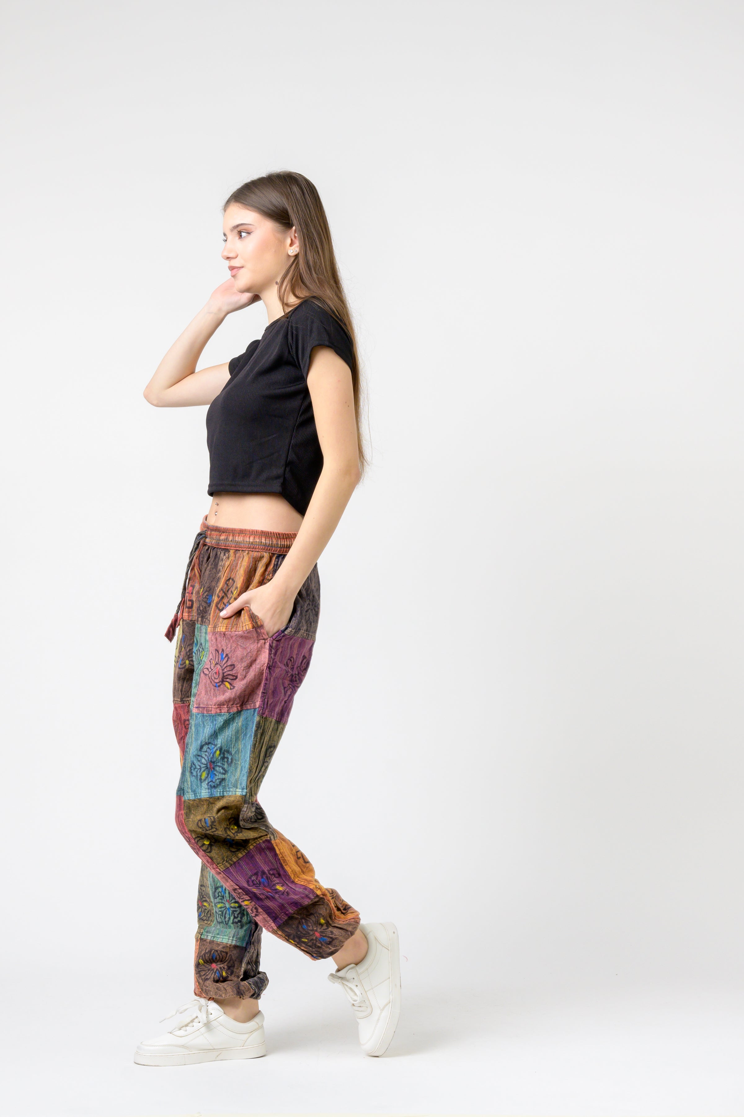 Elastic Waist Patch Pants