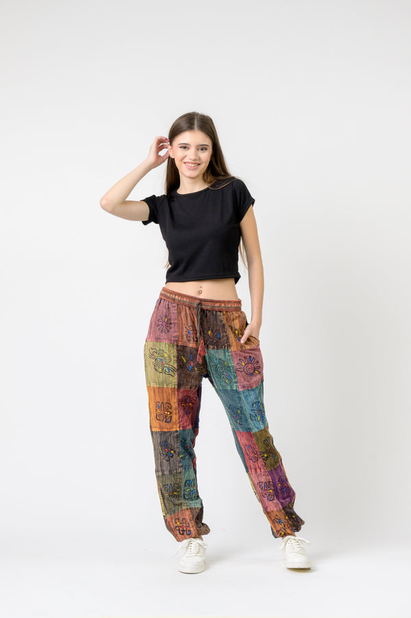Elastic Waist Patch Pants