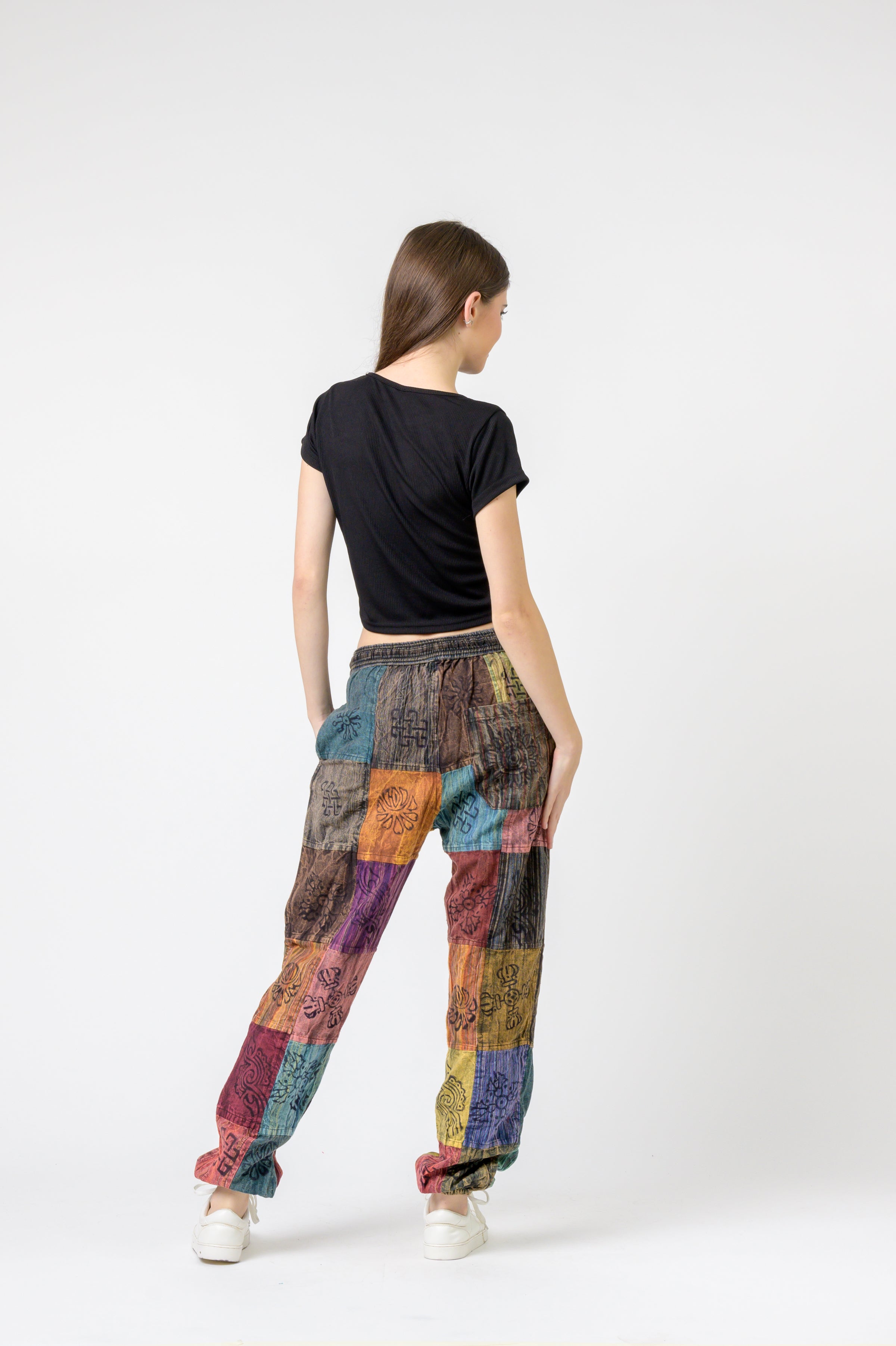 Elastic Waist Patch Pants
