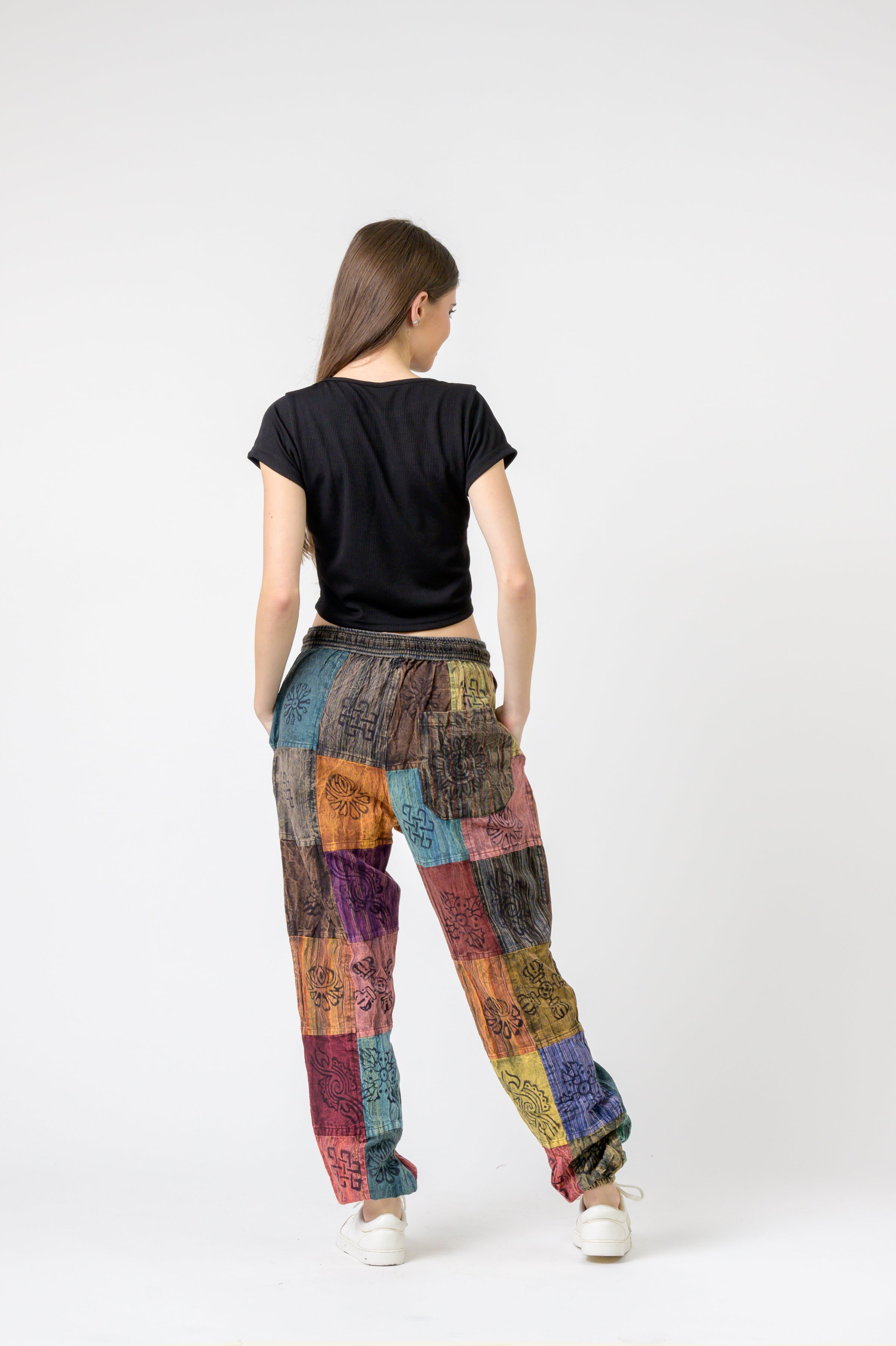 Elastic Waist Patch Pants