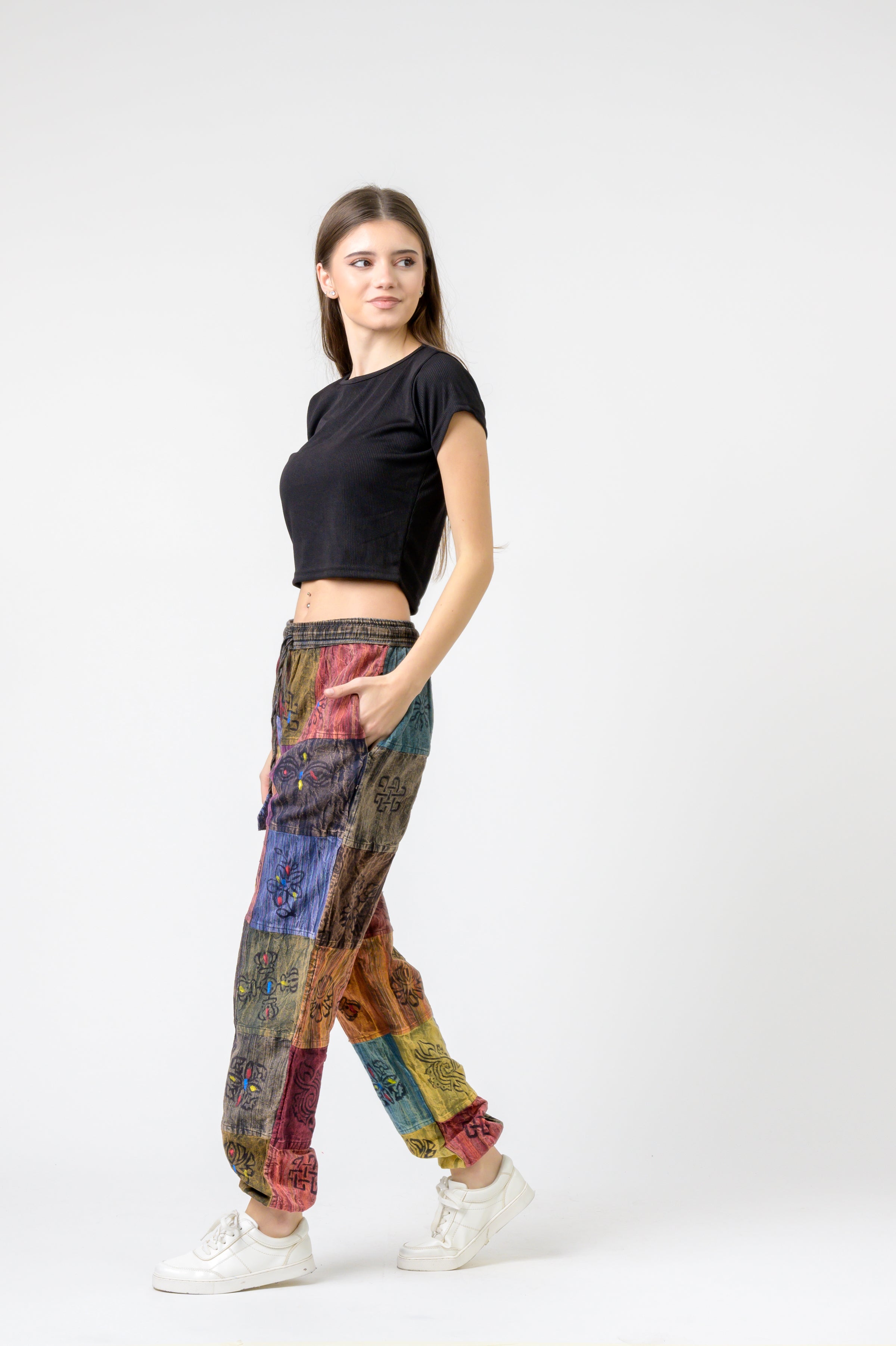Elastic Waist Patch Pants