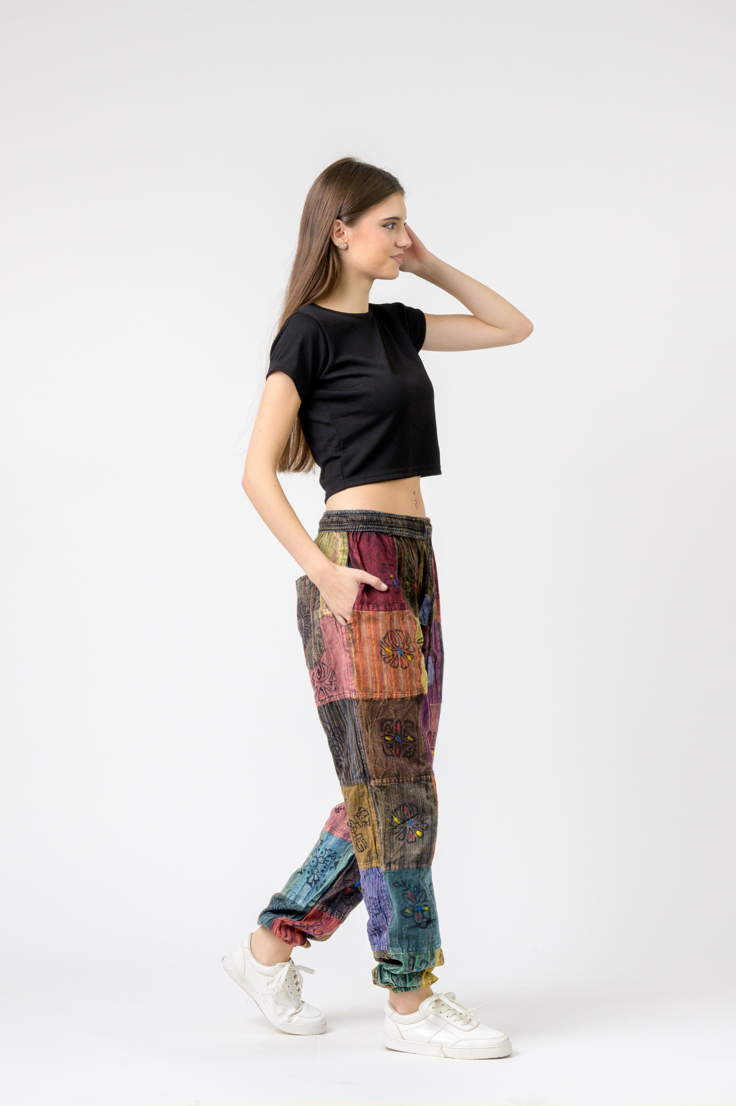 Elastic Waist Patch Pants