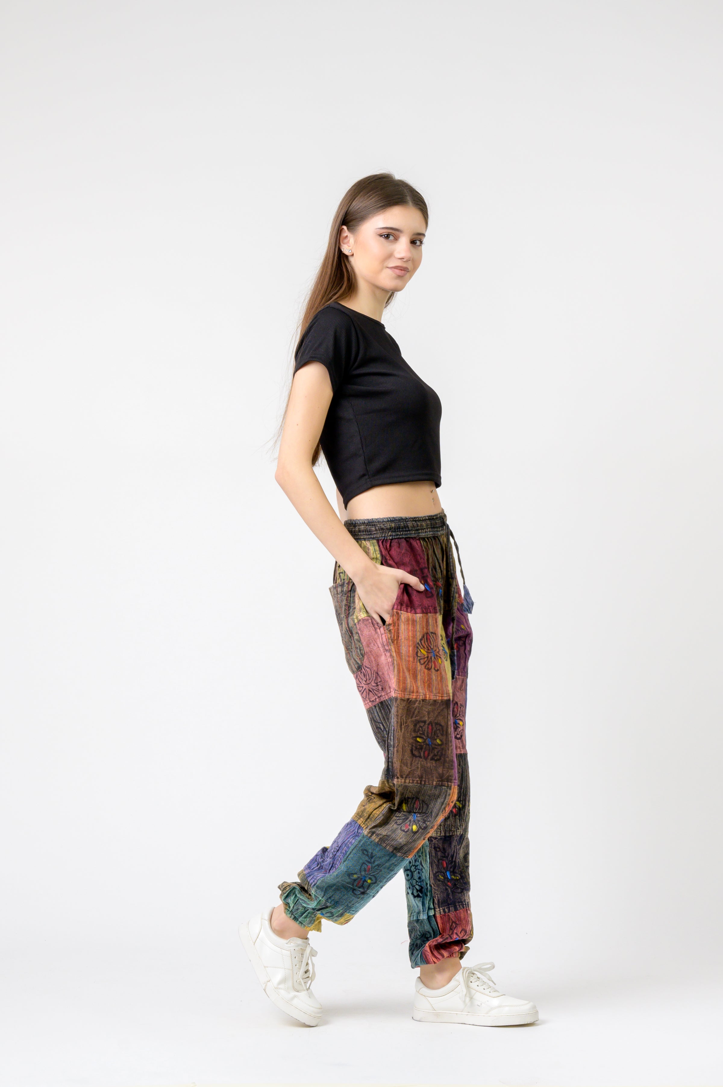 Elastic Waist Patch Pants