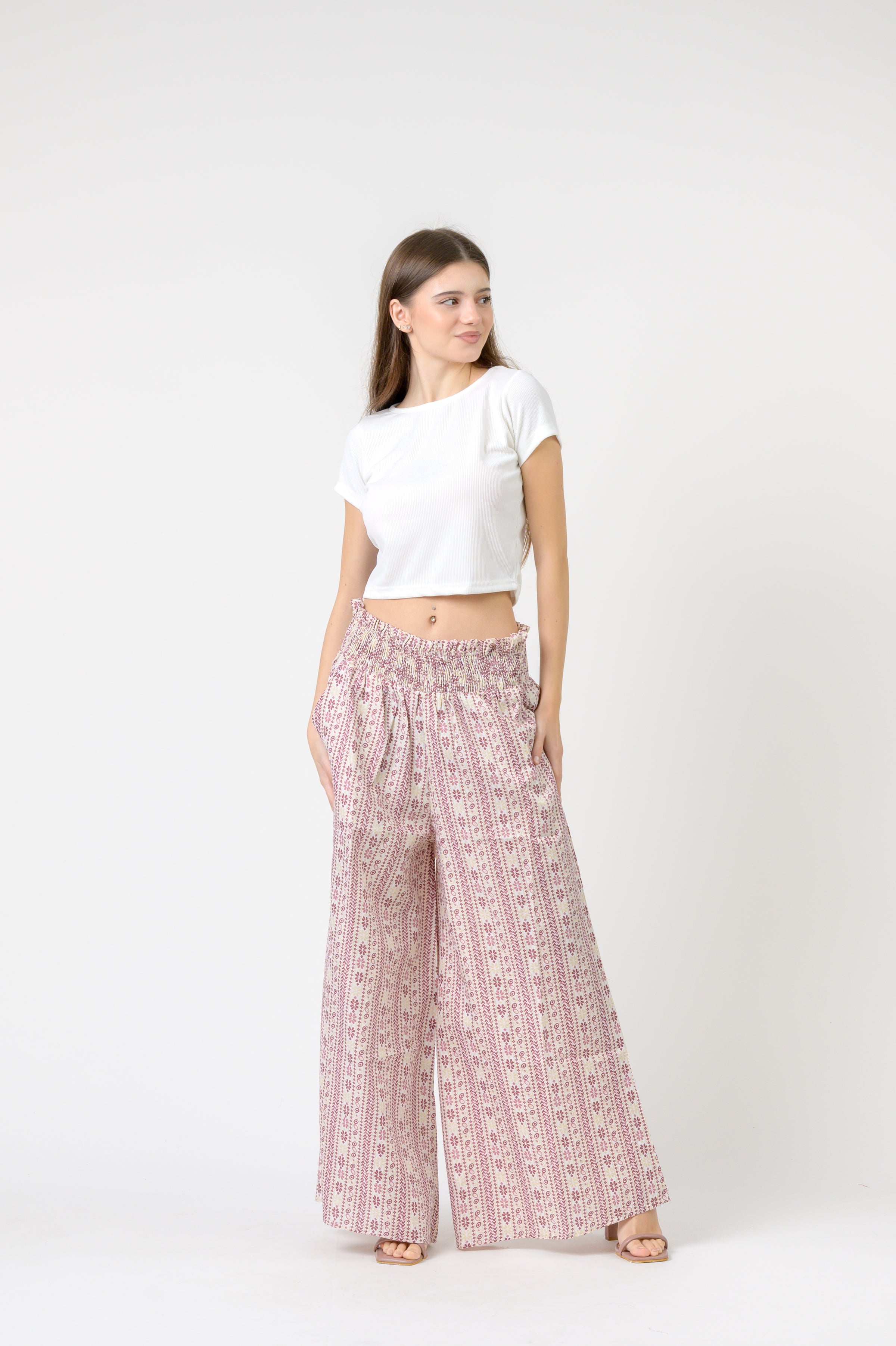 Flower Print Palmas Pants - Pink