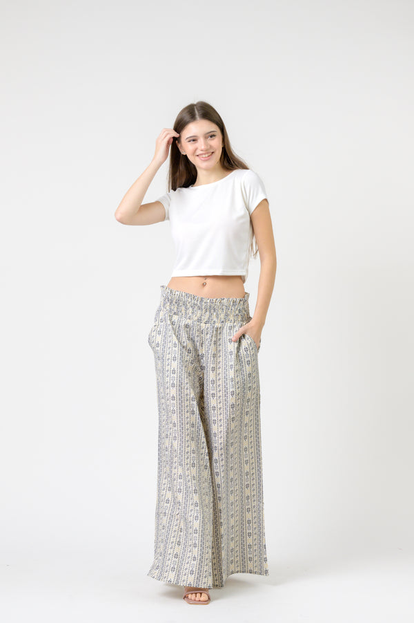 Flower Print Palmas Pants - Grey