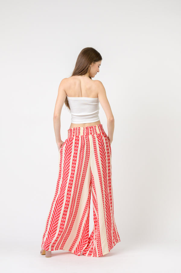 Aztec Print Palmas Pants - Red