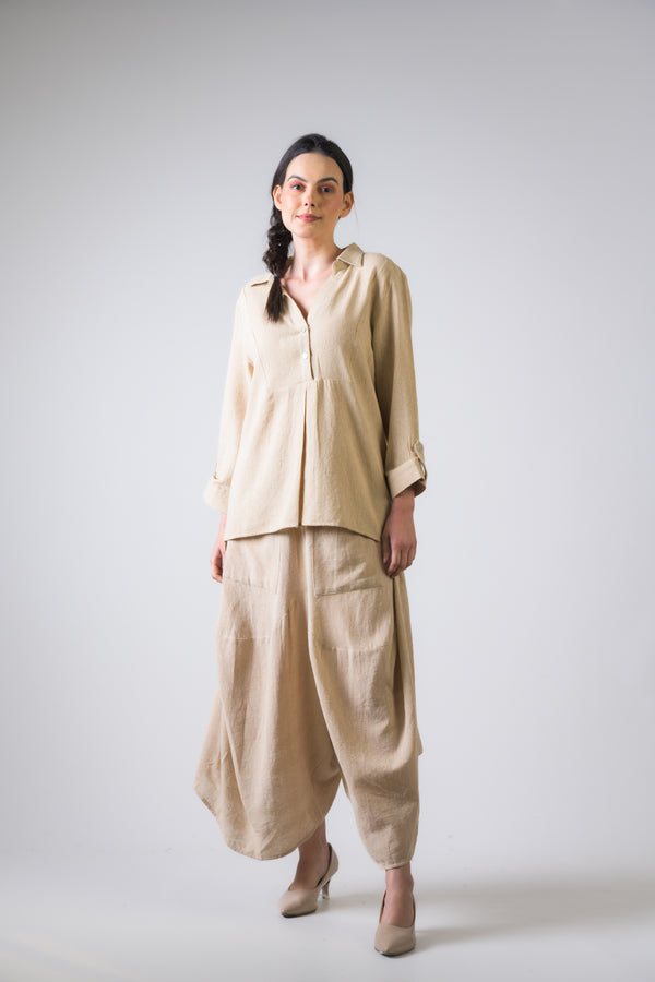 Cotton Jute Aruba Pants - Beige