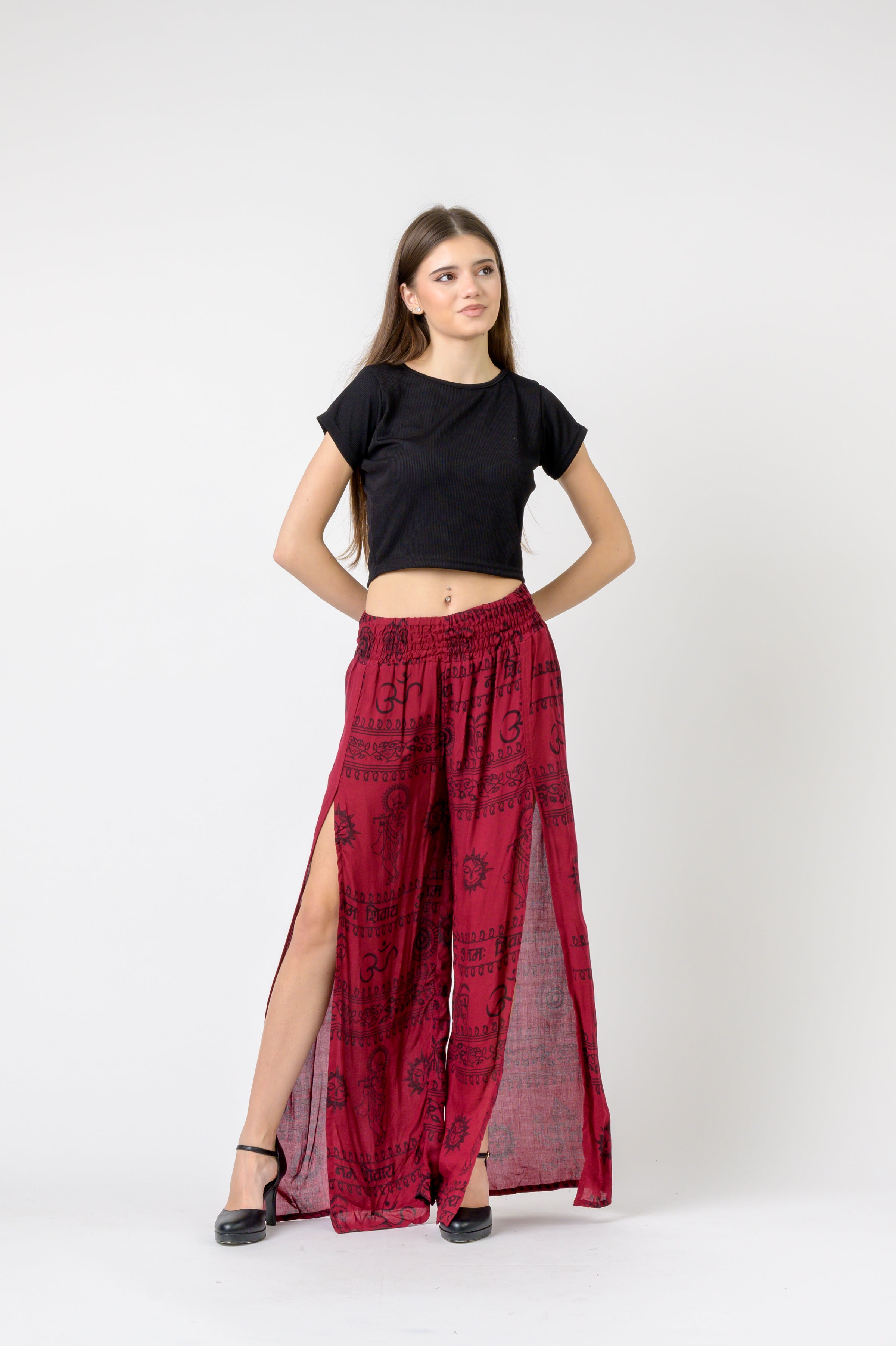 Flared Om Print Pants