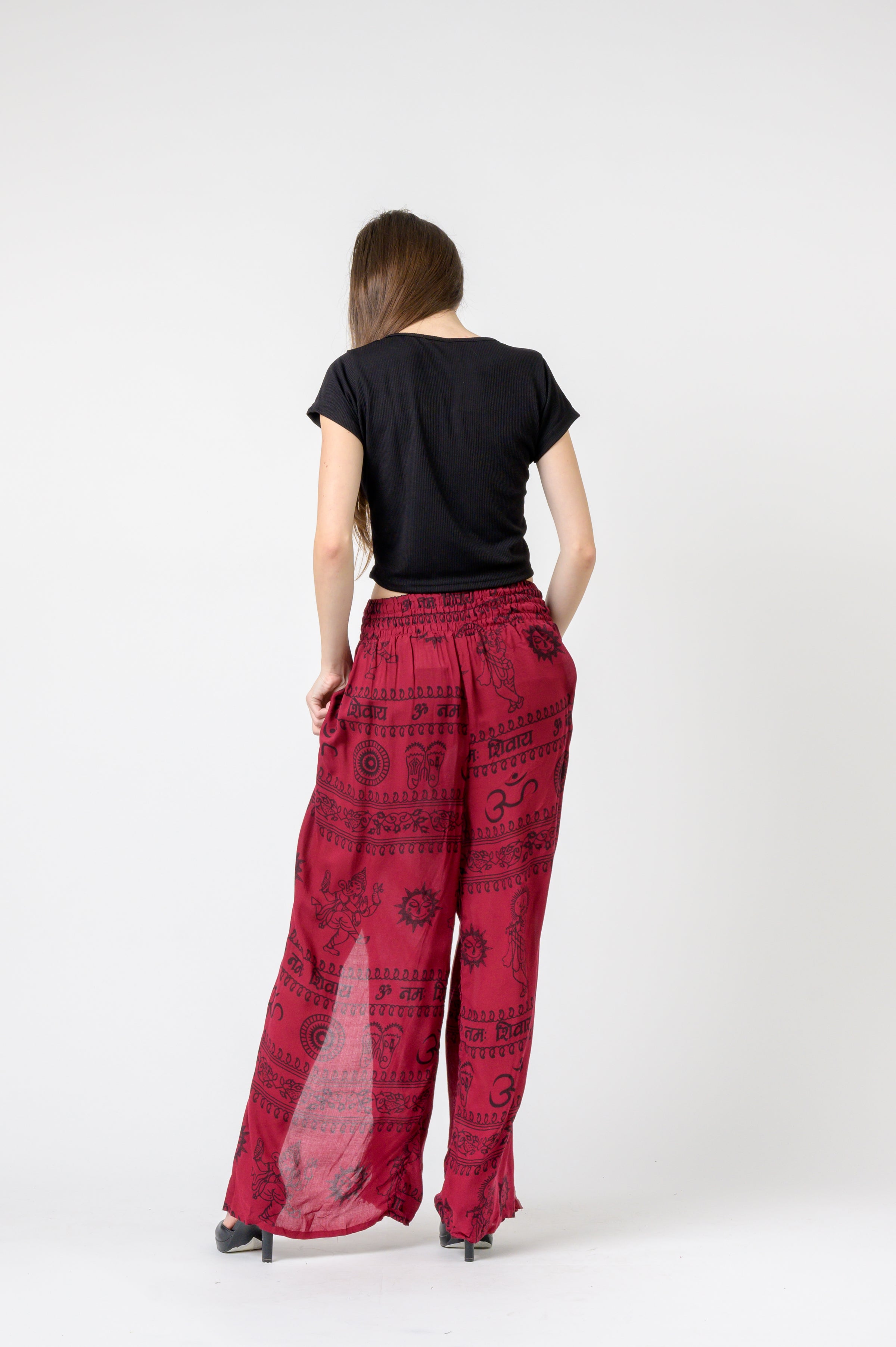 Flared Om Print Pants