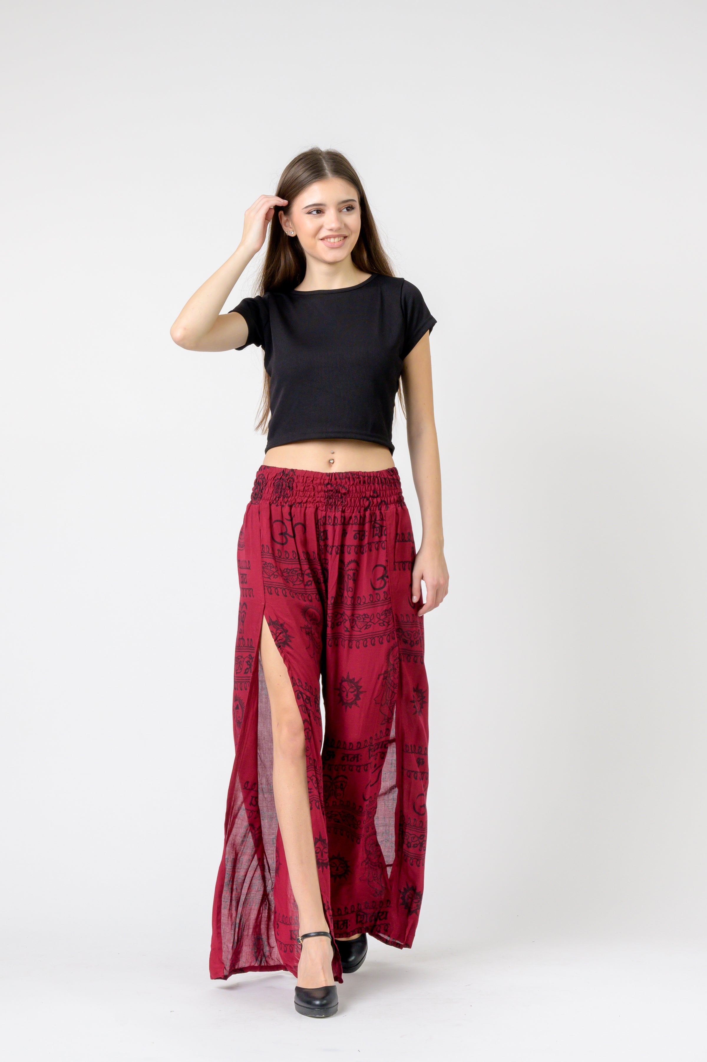 Flared Om Print Pants