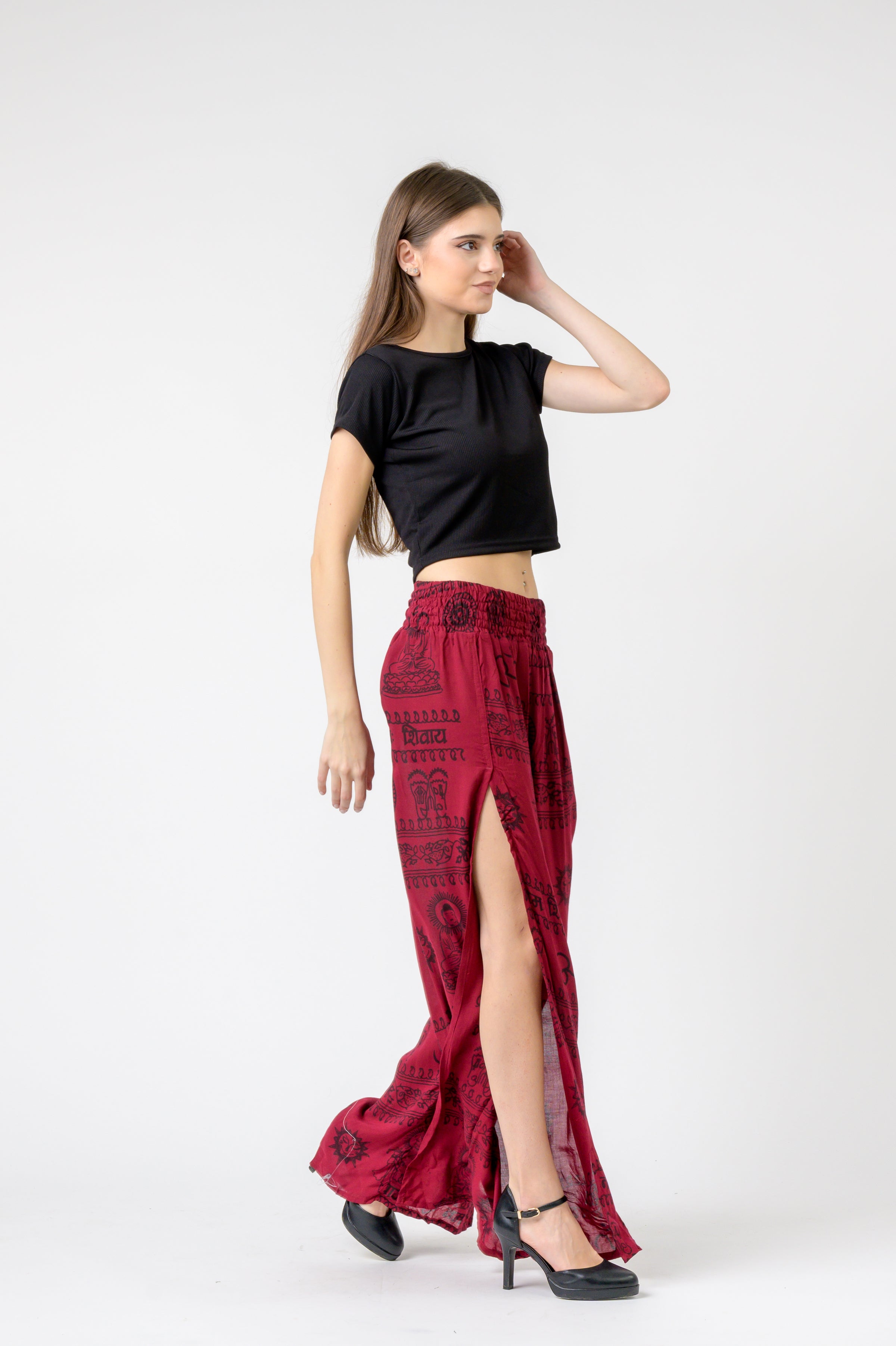 Flared Om Print Pants