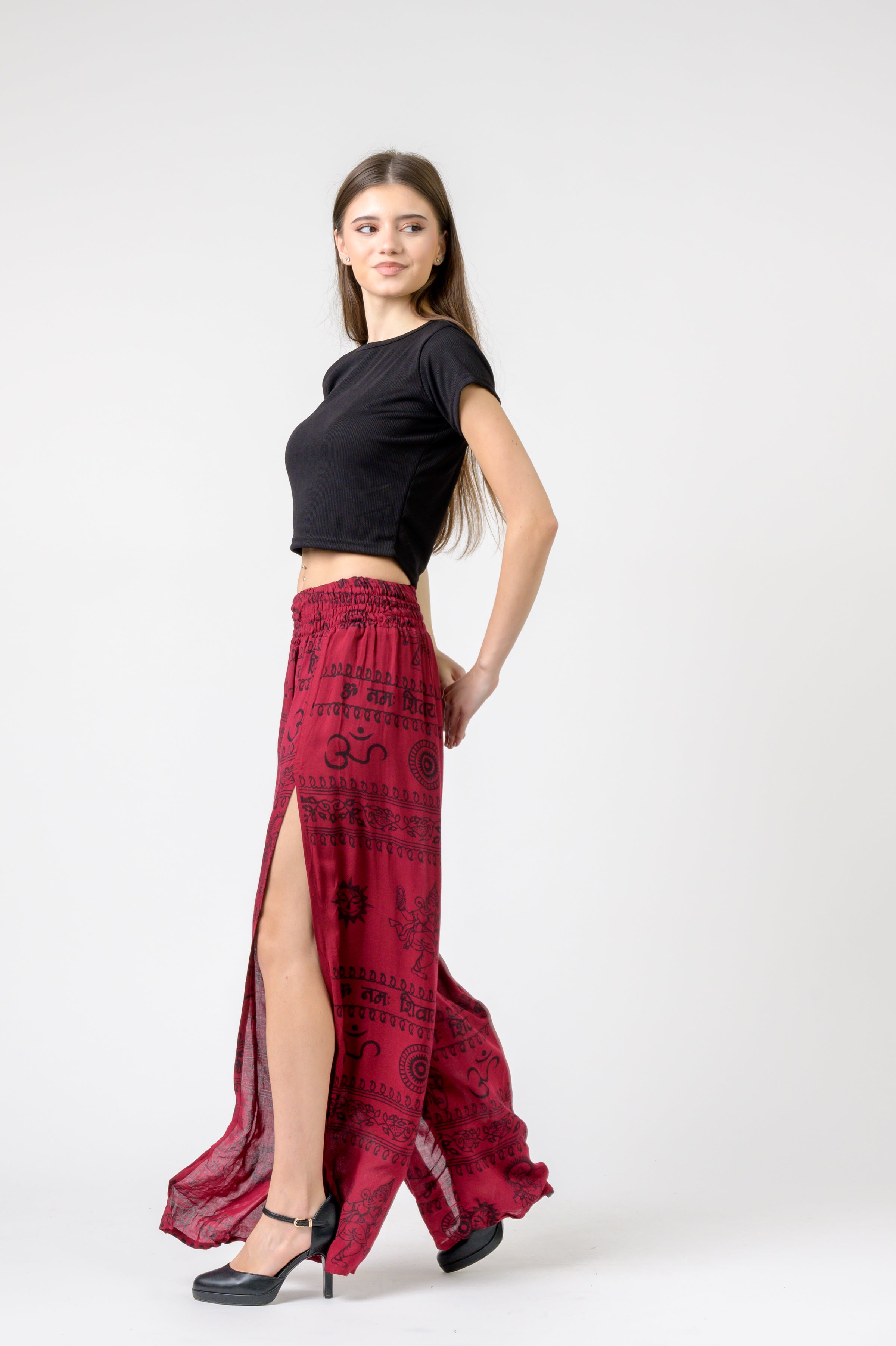 Flared Om Print Pants