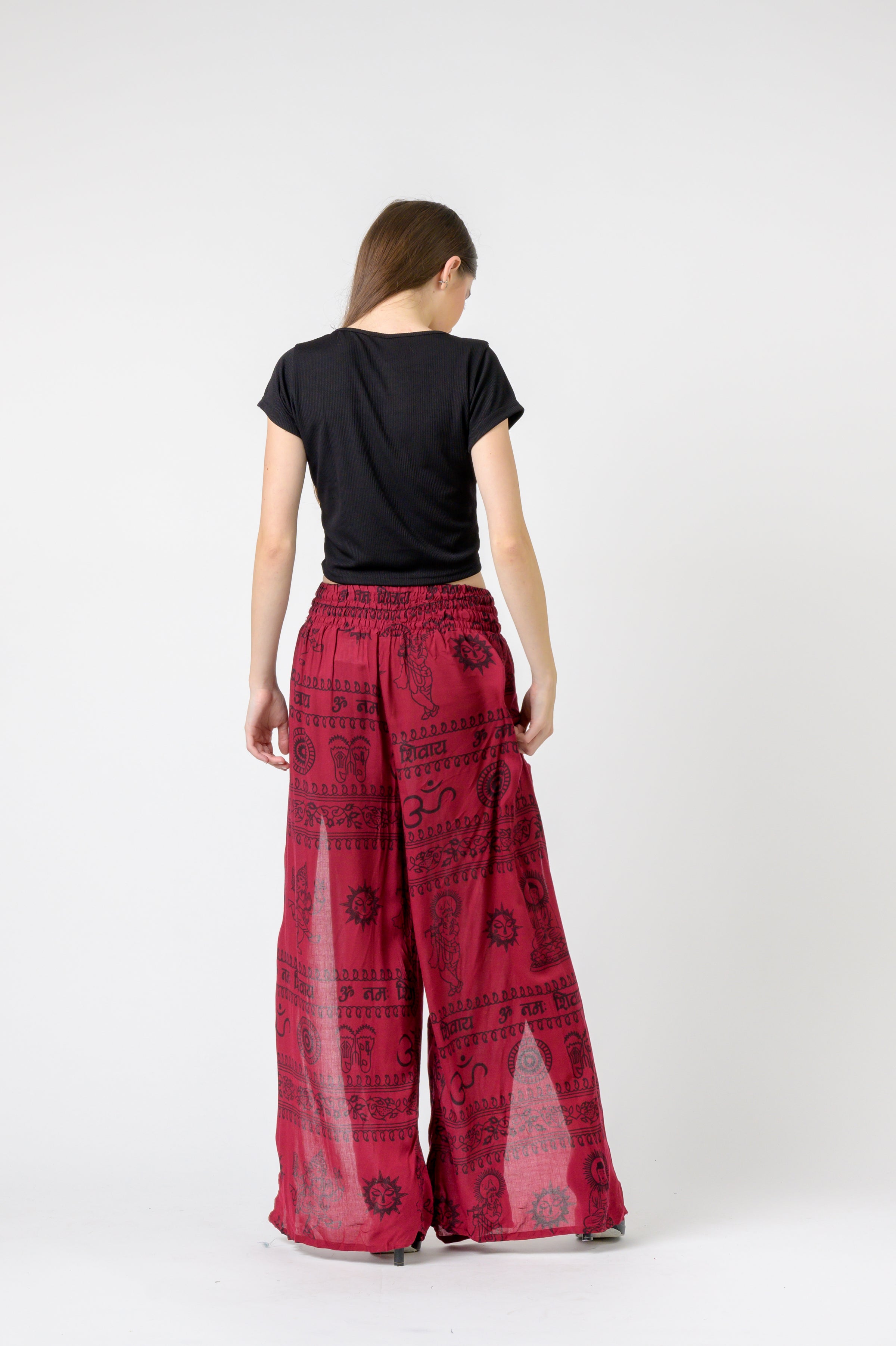 Flared Om Print Pants