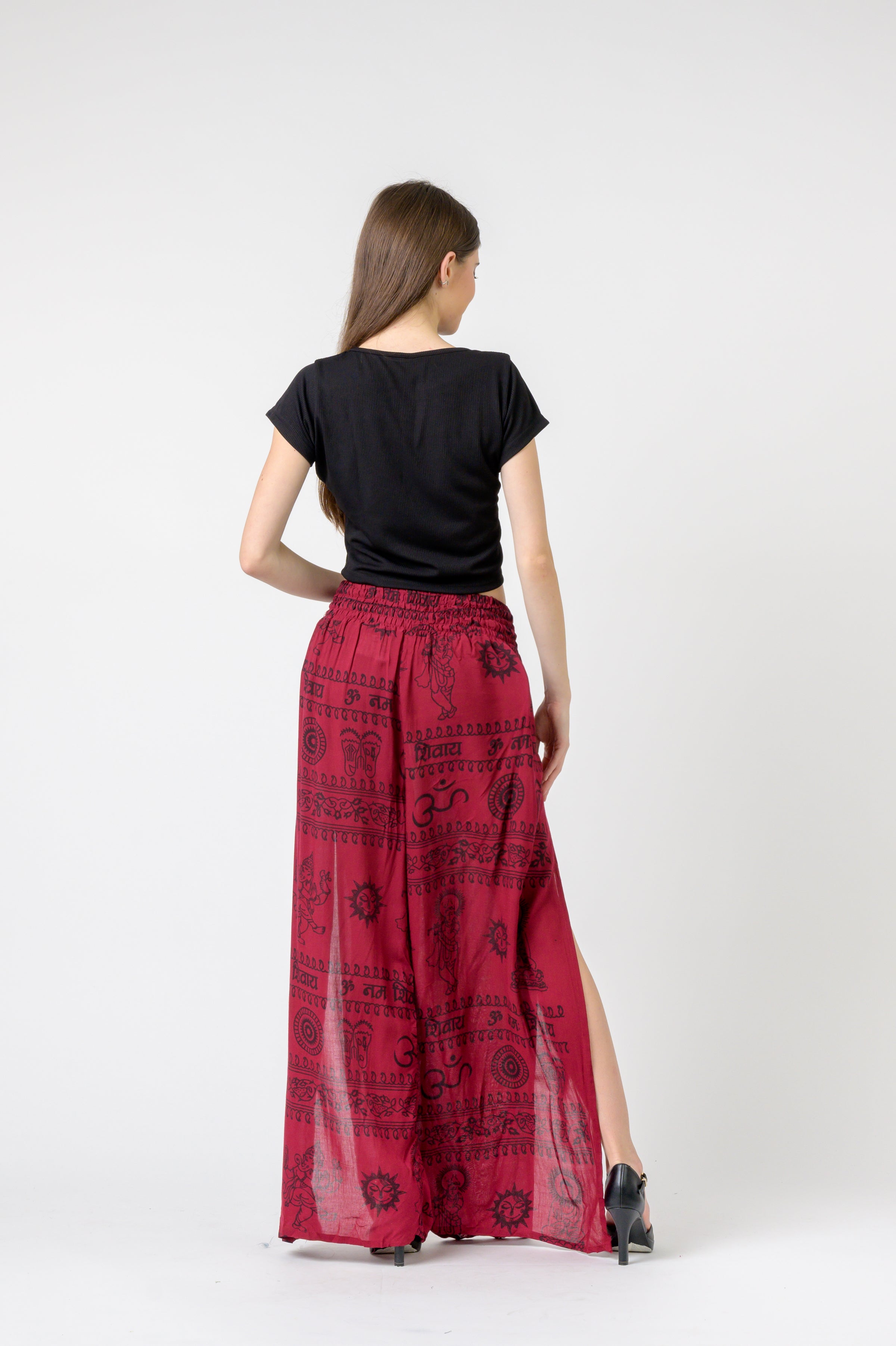 Flared Om Print Pants