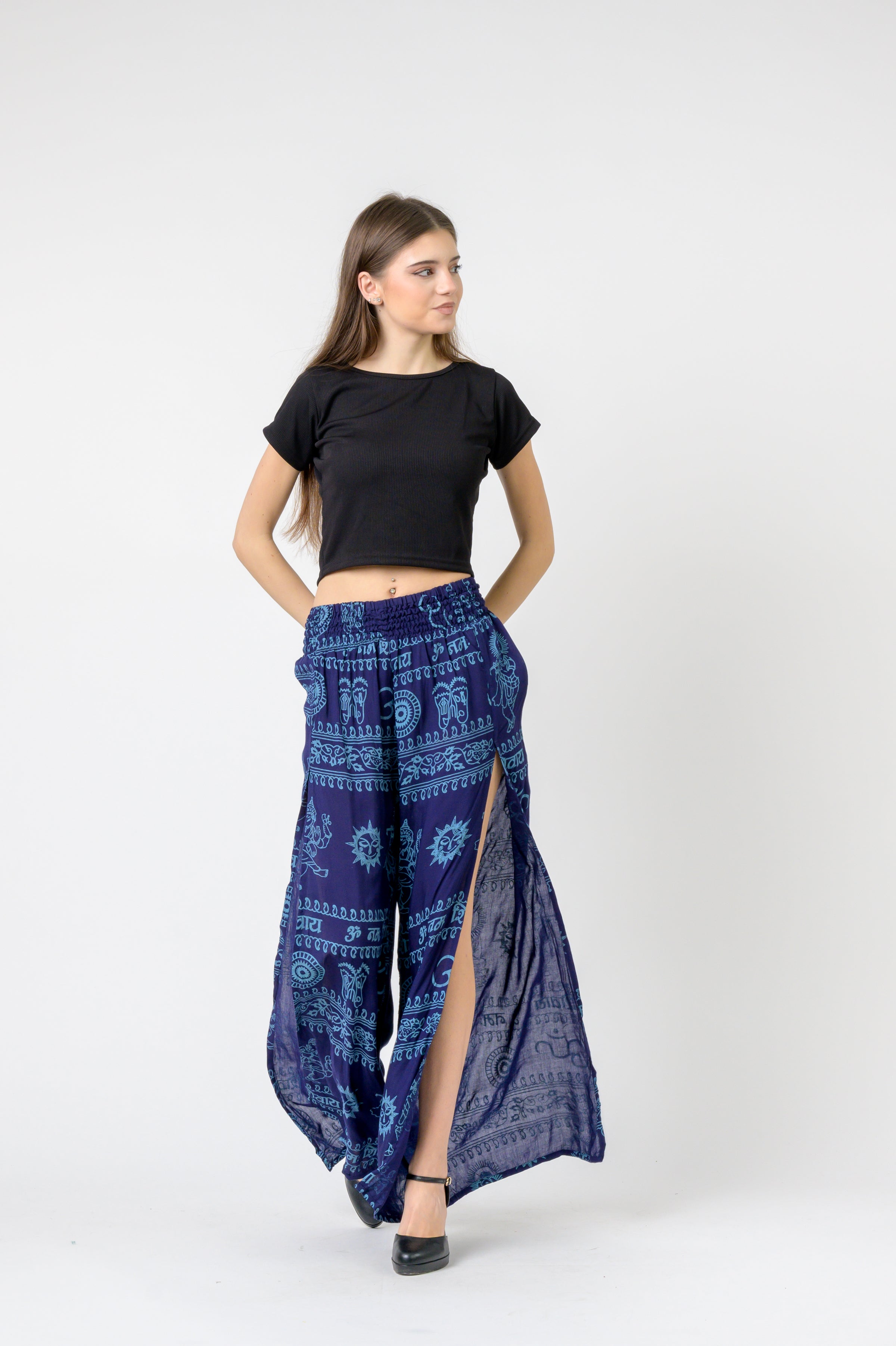 Flared Om Print Pants