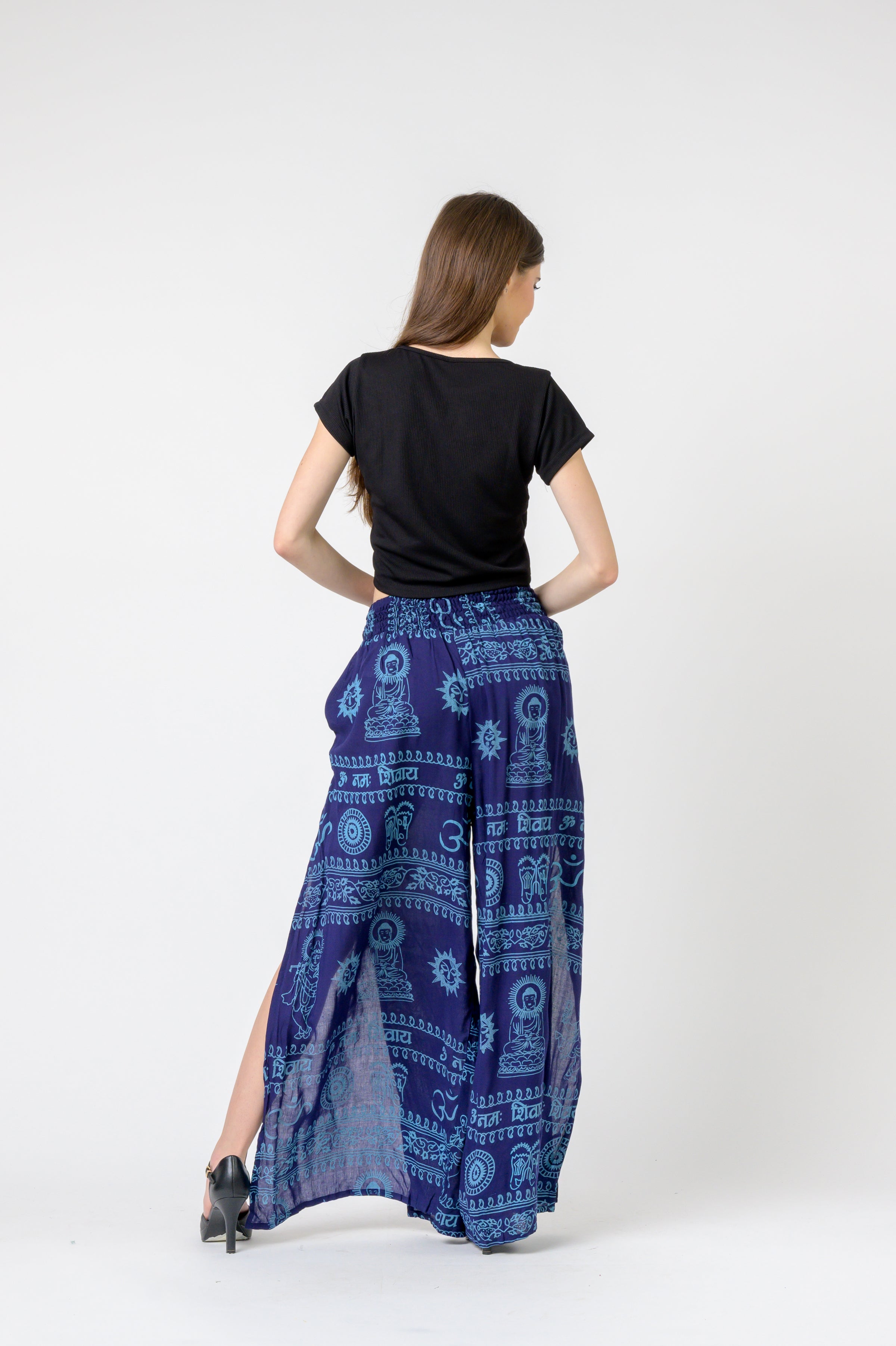 Flared Om Print Pants