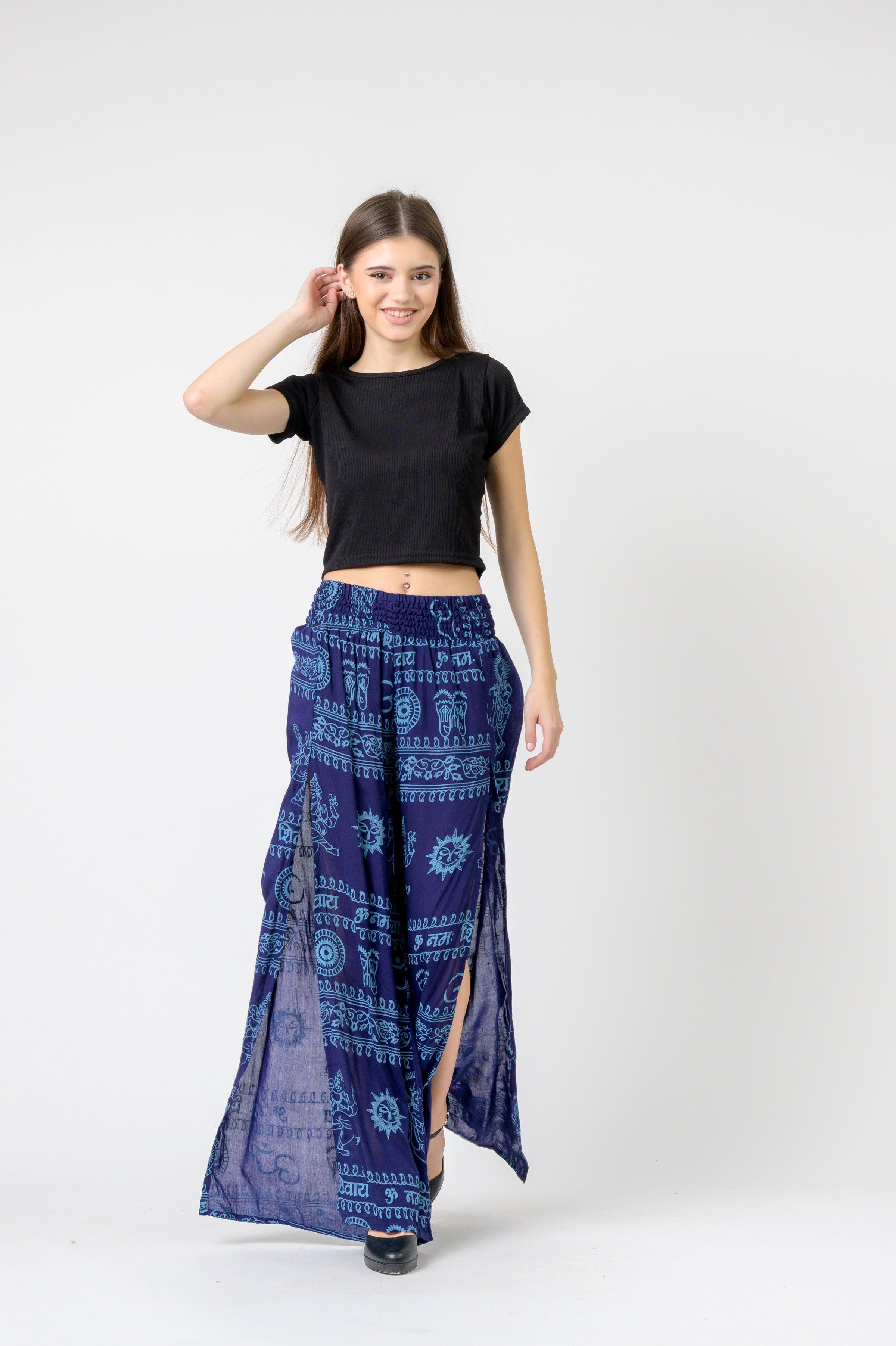 Flared Om Print Pants