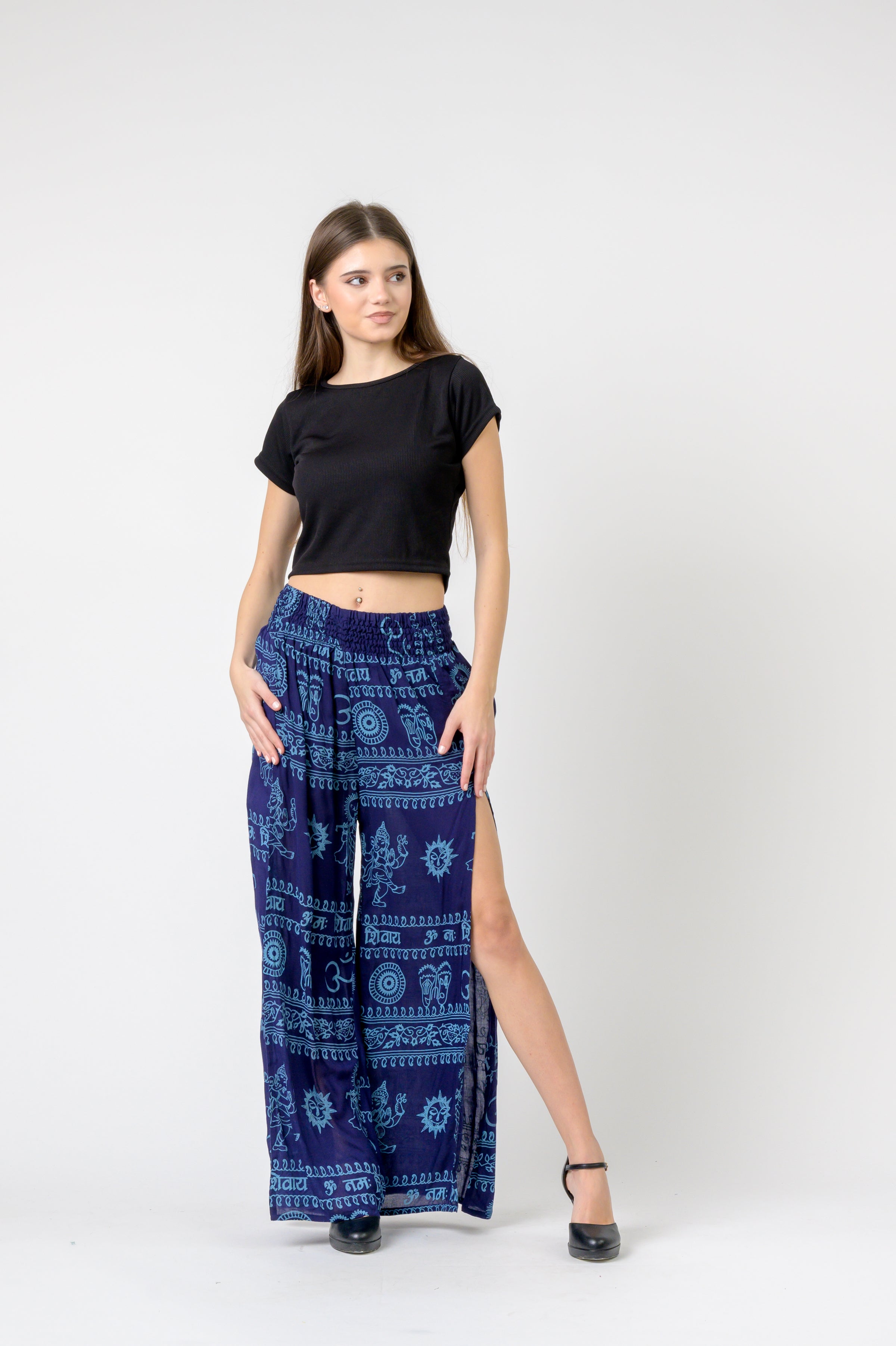 Flared Om Print Pants