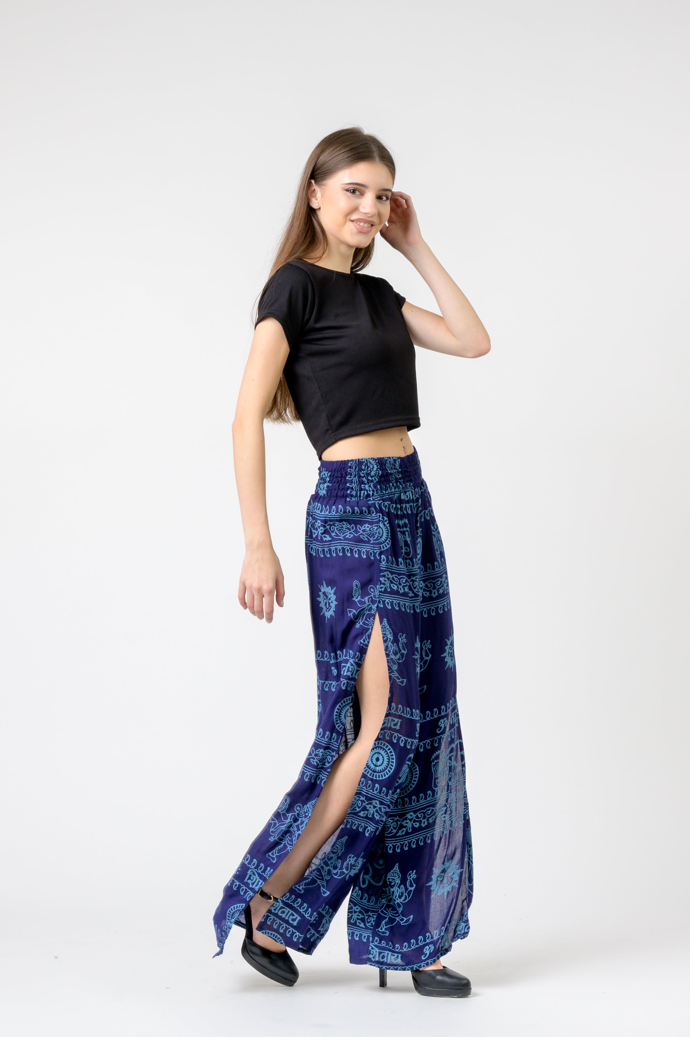 Flared Om Print Pants
