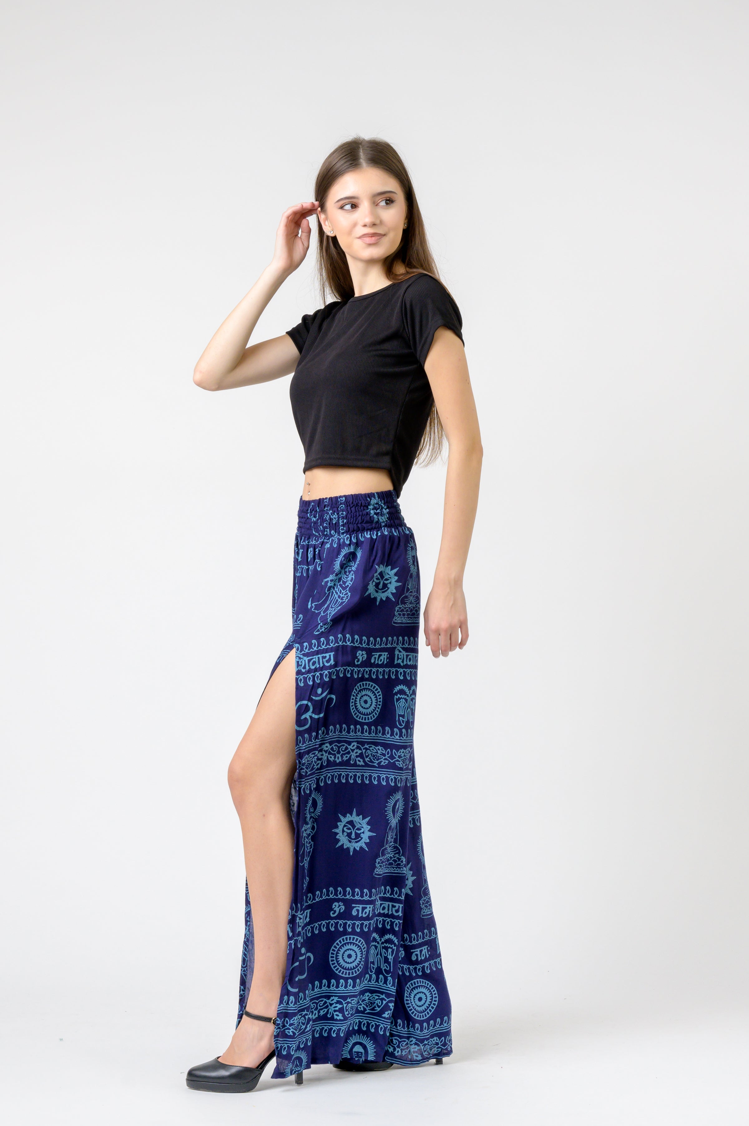 Flared Om Print Pants