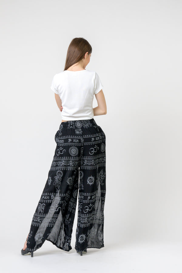 Flared Om Print Pants