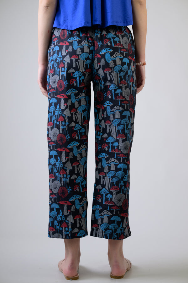 Mushroom Print Pants - Black