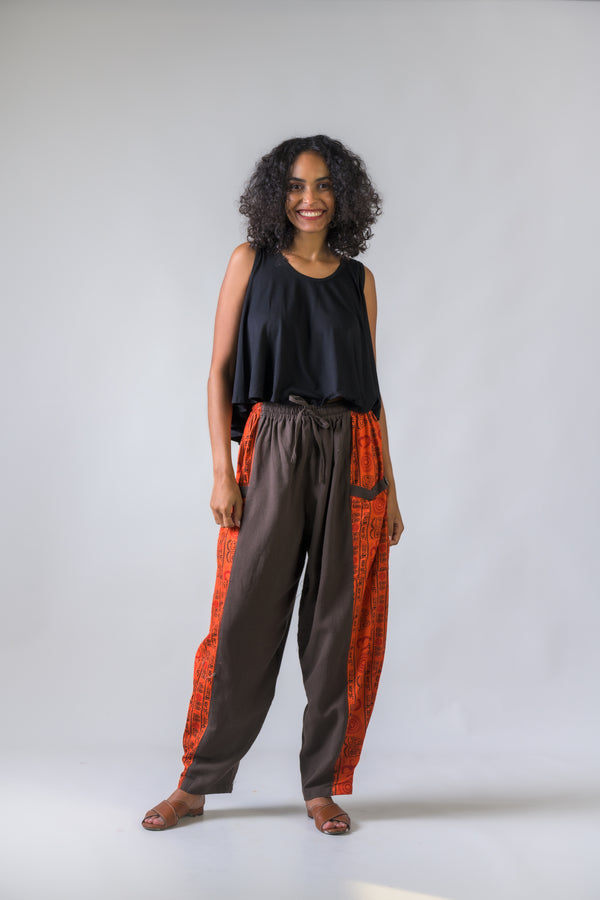 Eloquent Pattern Trousers - Brown