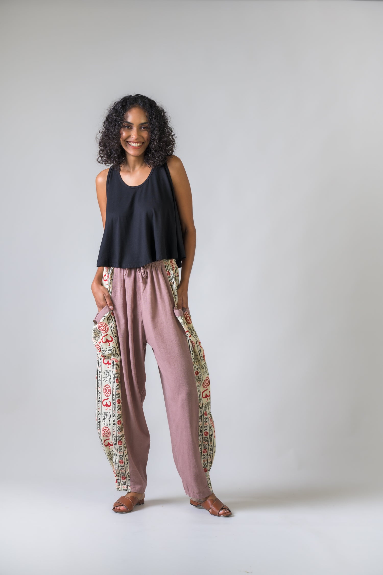 Eloquent Pattern Trousers - Natural