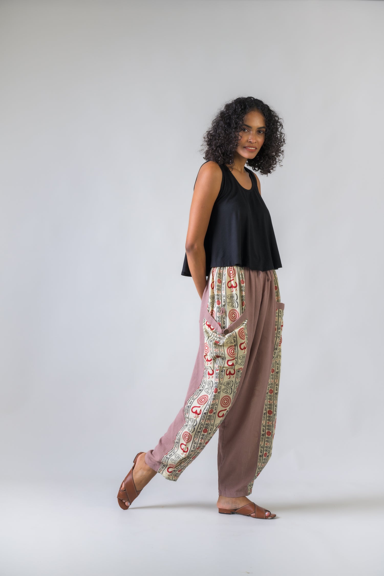 Eloquent Pattern Trousers - Natural