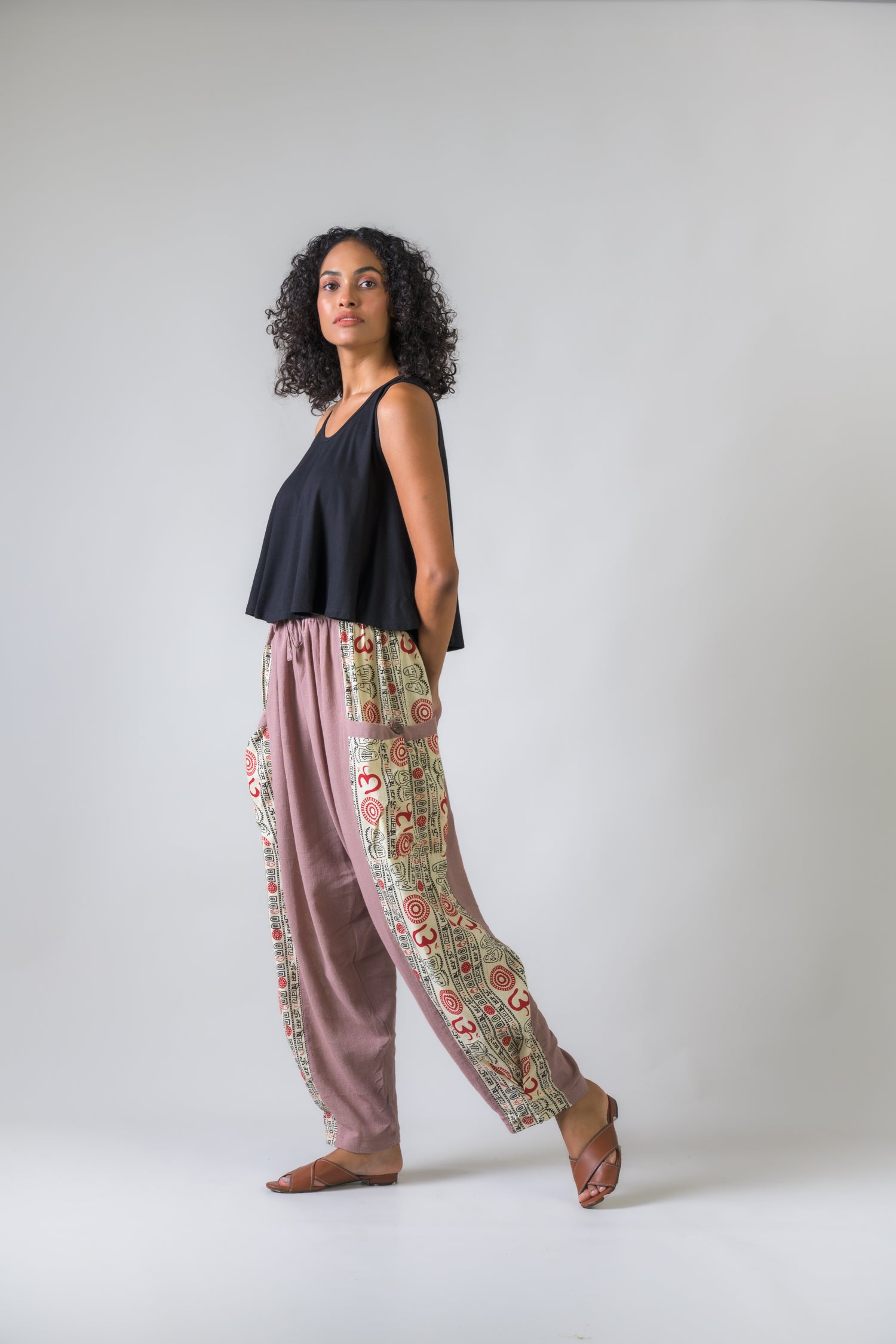 Eloquent Pattern Trousers - Natural