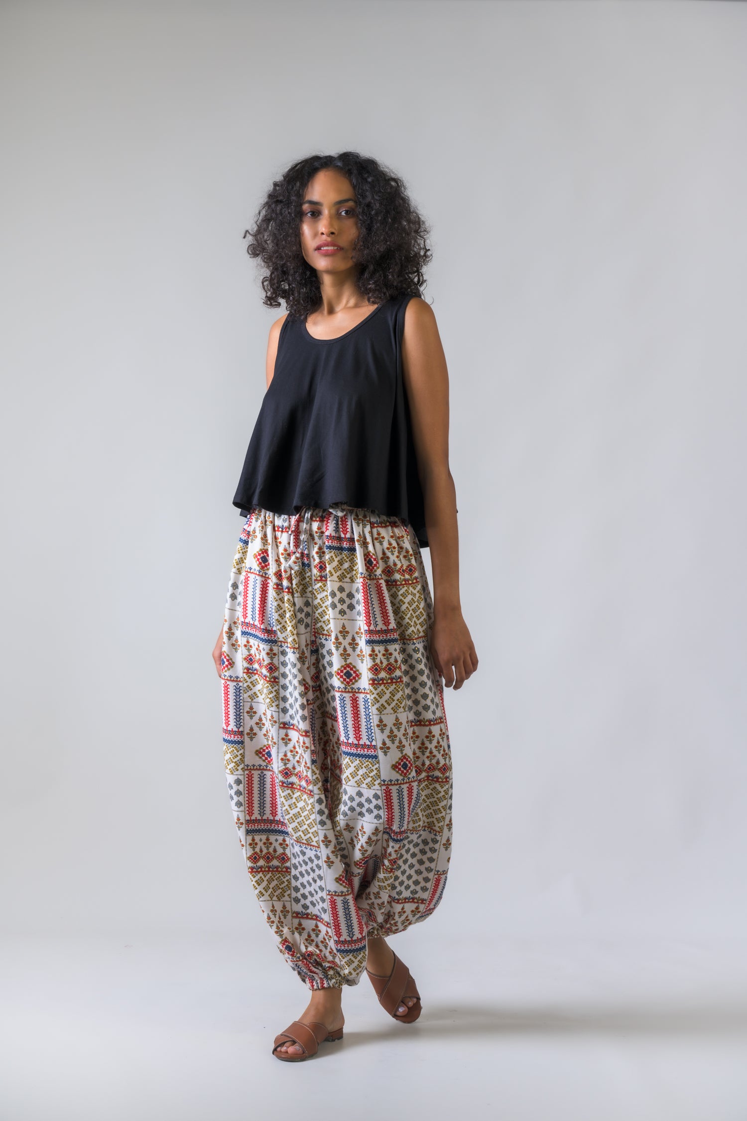 Rhea Vintage Pattern Pants White / One Size