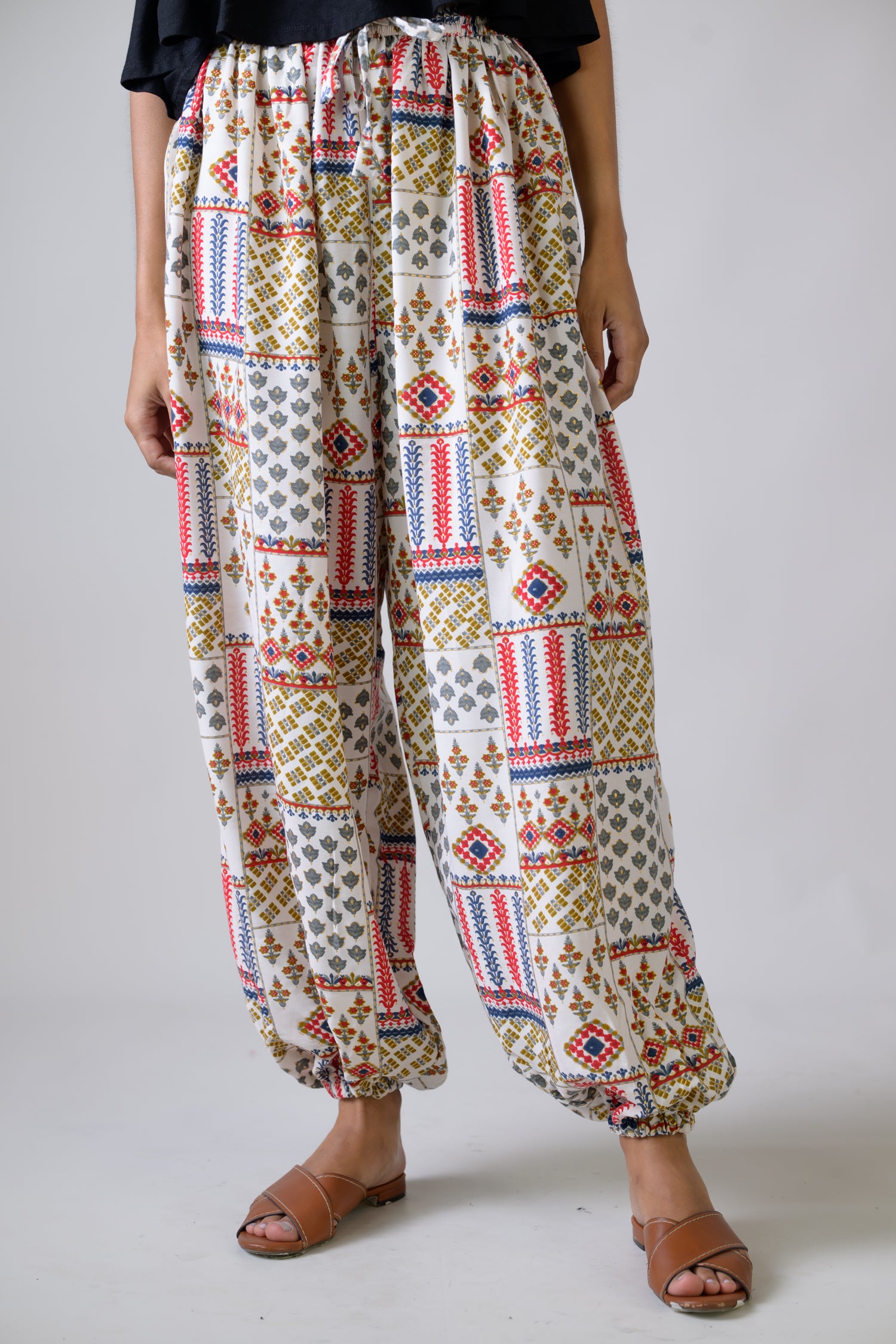 Rhea Vintage Pattern Pants White / One Size