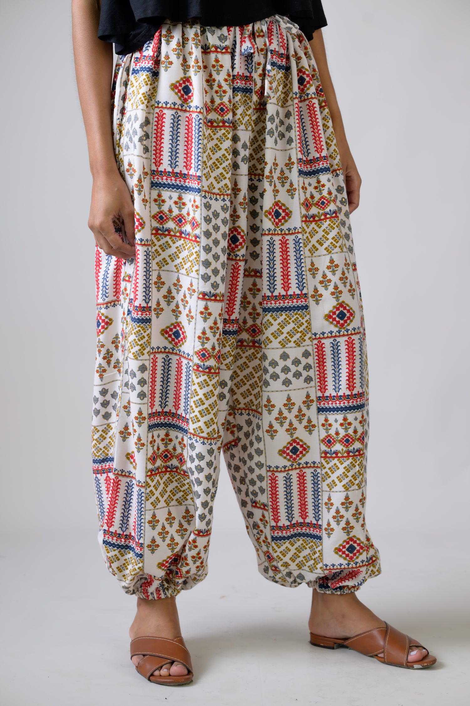 Rhea Vintage Pattern Pants White / One Size