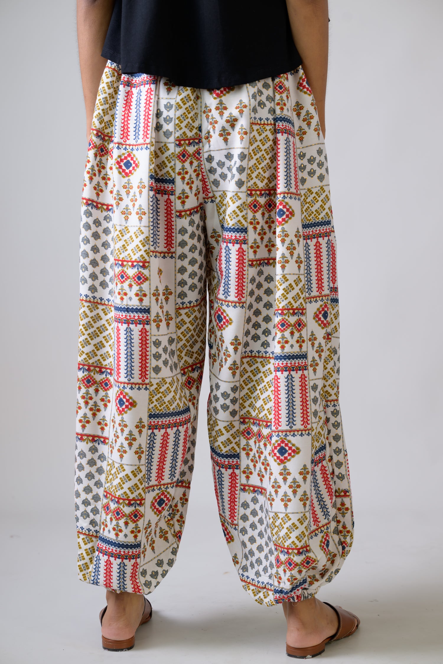 Rhea Vintage Pattern Pants White / One Size