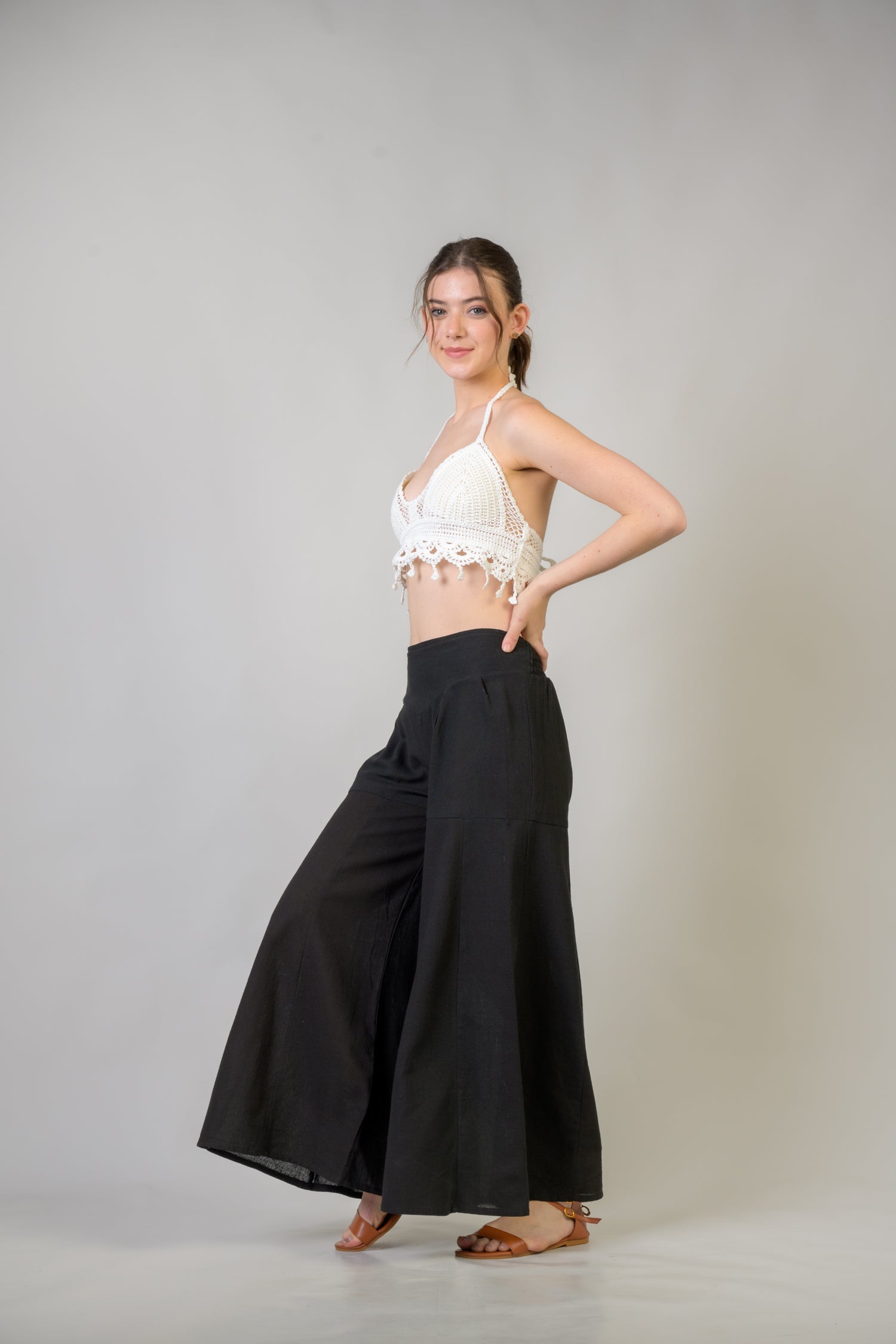 Solid Wide Leg Pants