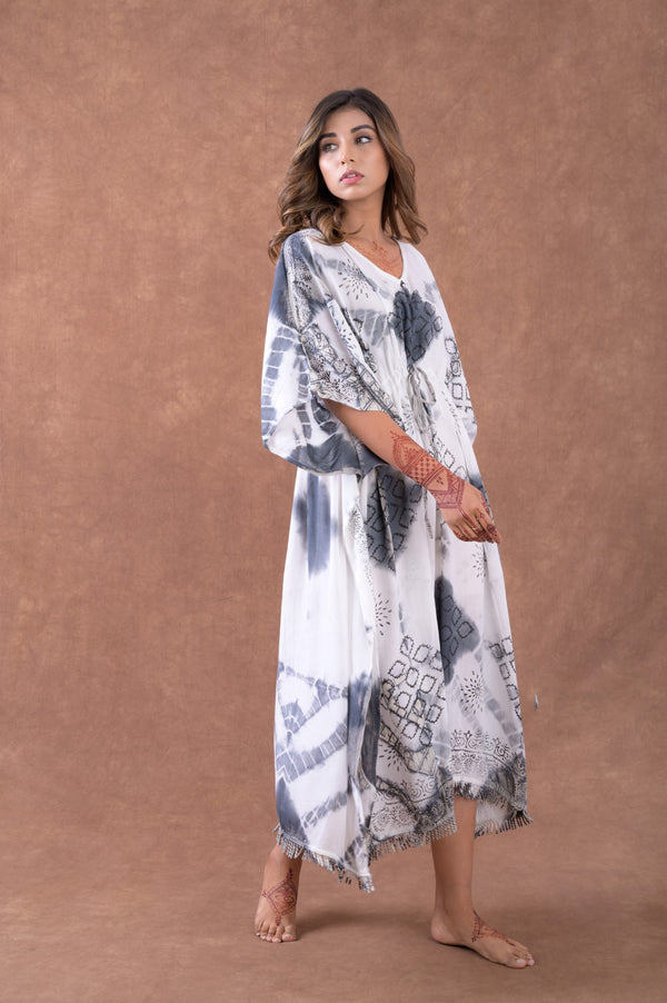 Pattern Print Square Kaftan Color1 / One Size
