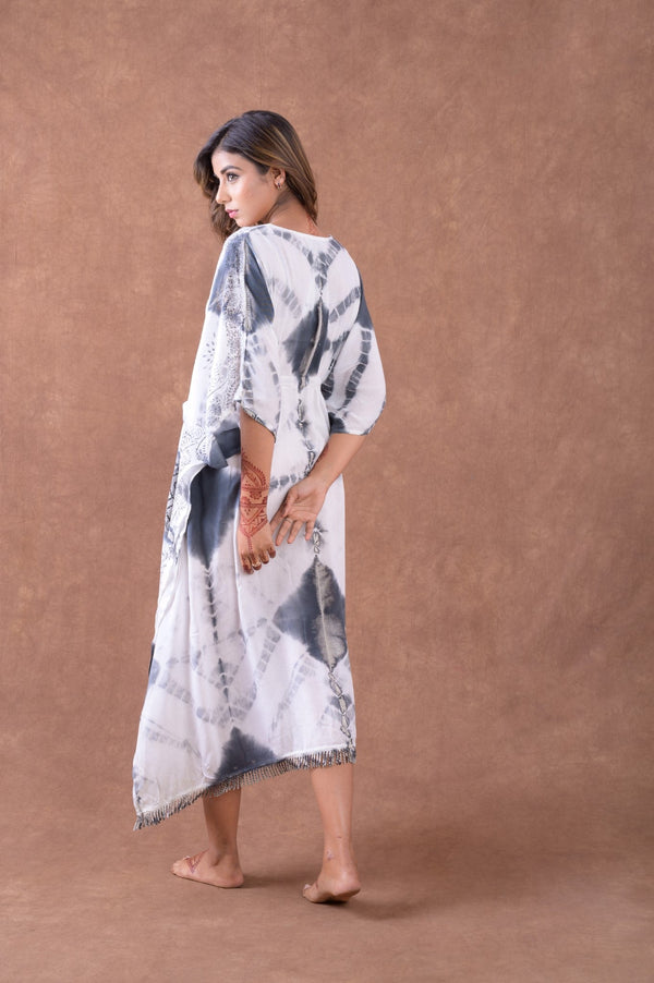 Pattern Print Square Kaftan Color1 / One Size