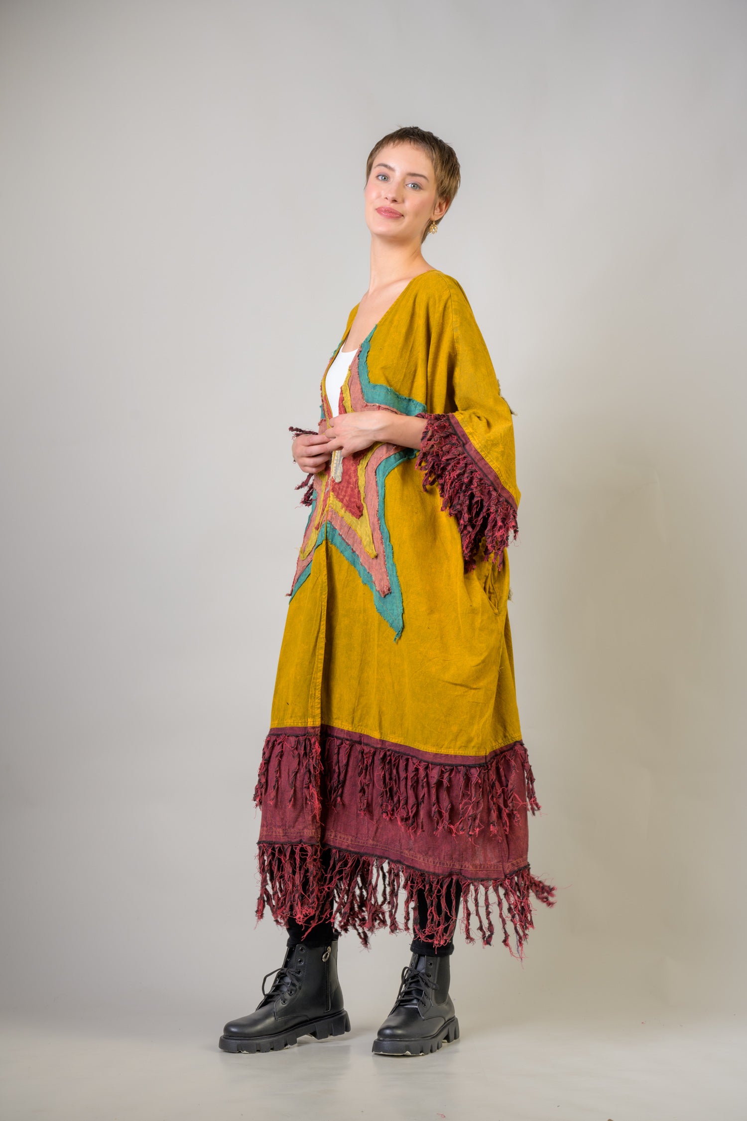 Cotton Fringe Duster - Mustard