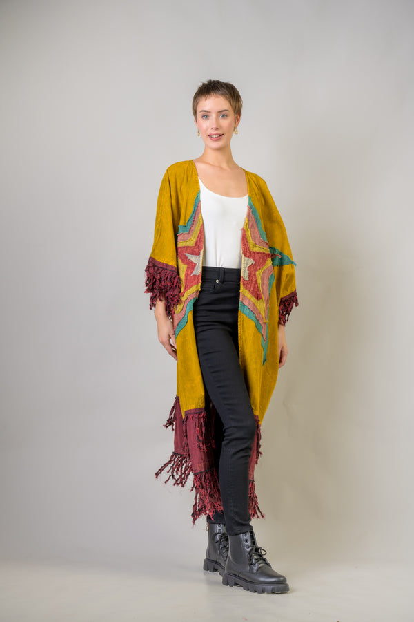 Cotton Fringe Duster - Mustard
