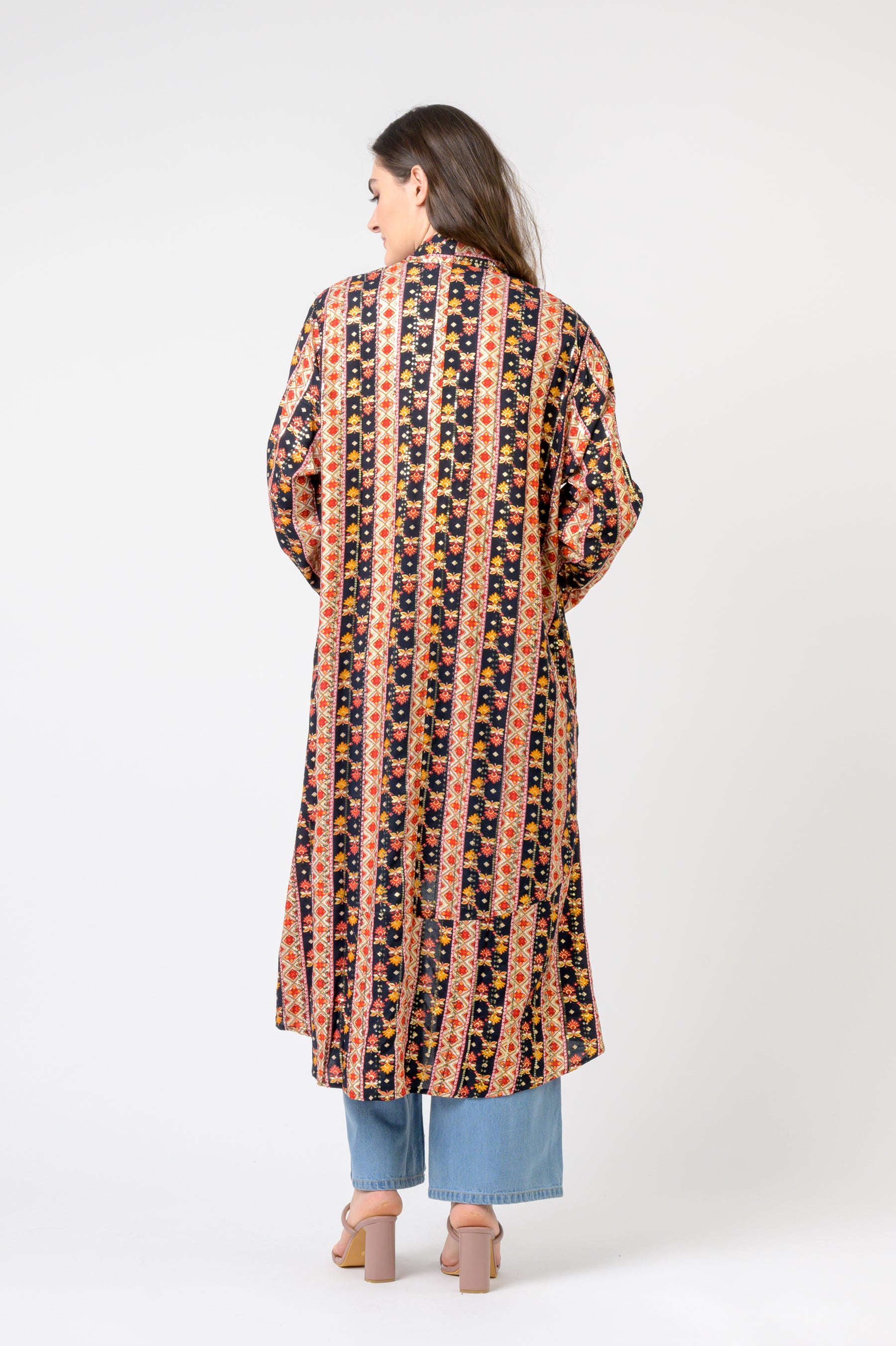 Banded Fashion Duster - Black