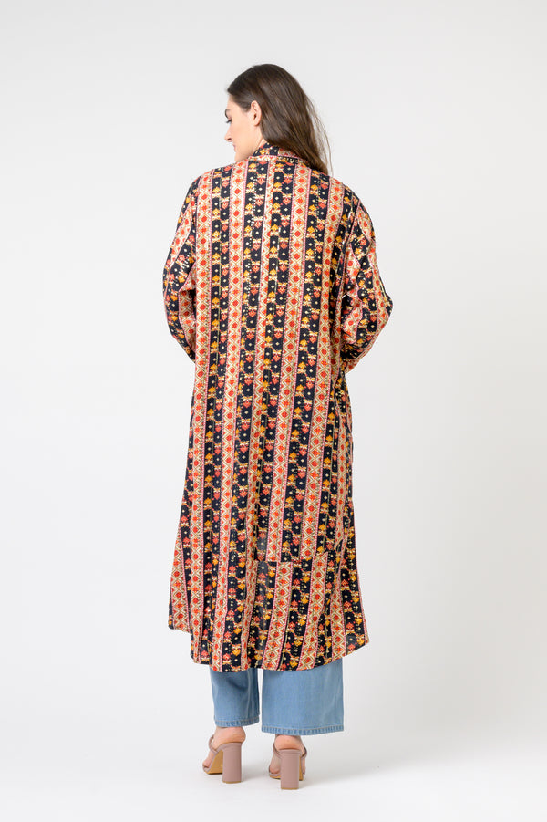Banded Fashion Duster - Black