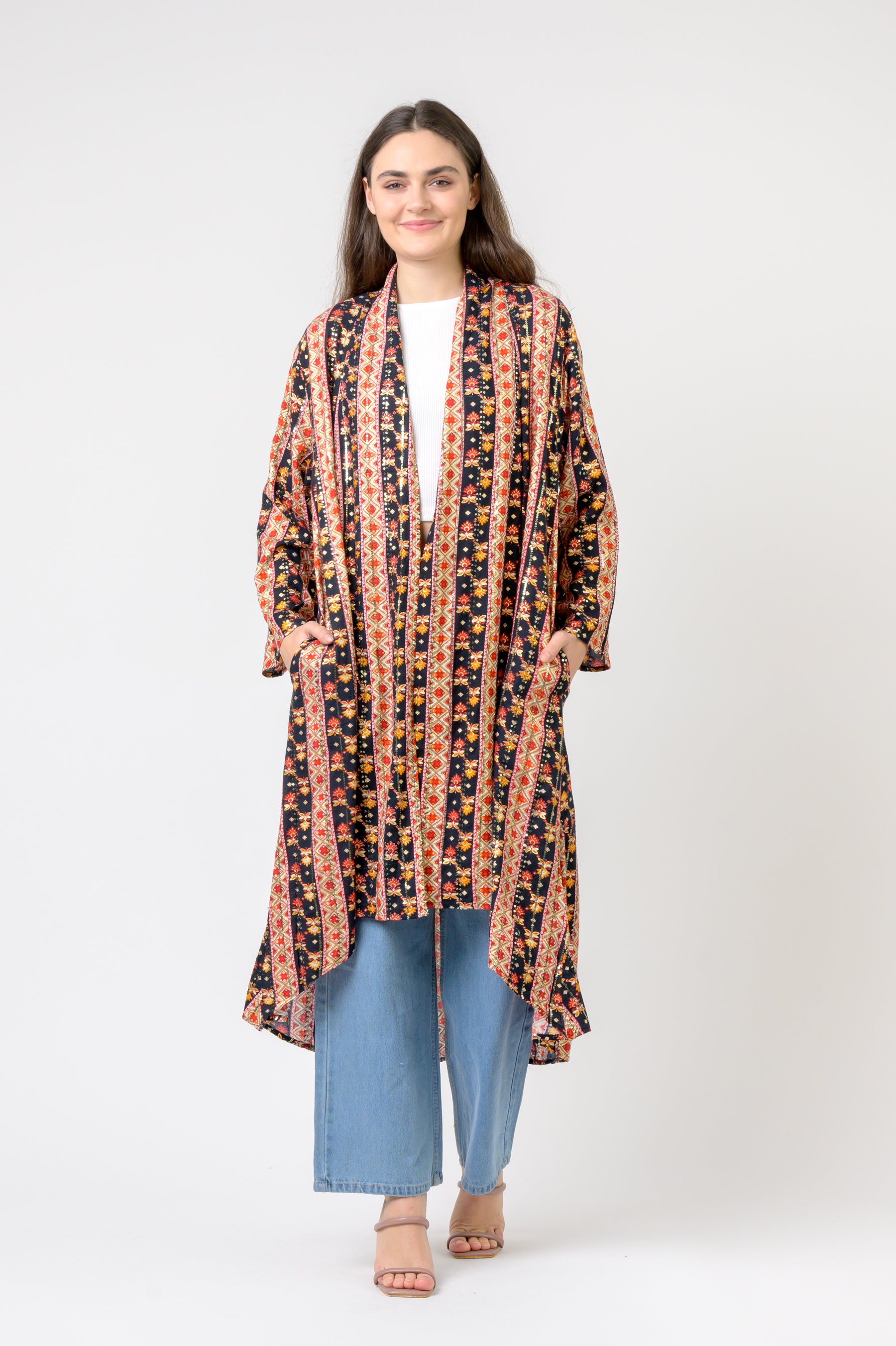 Banded Fashion Duster - Black