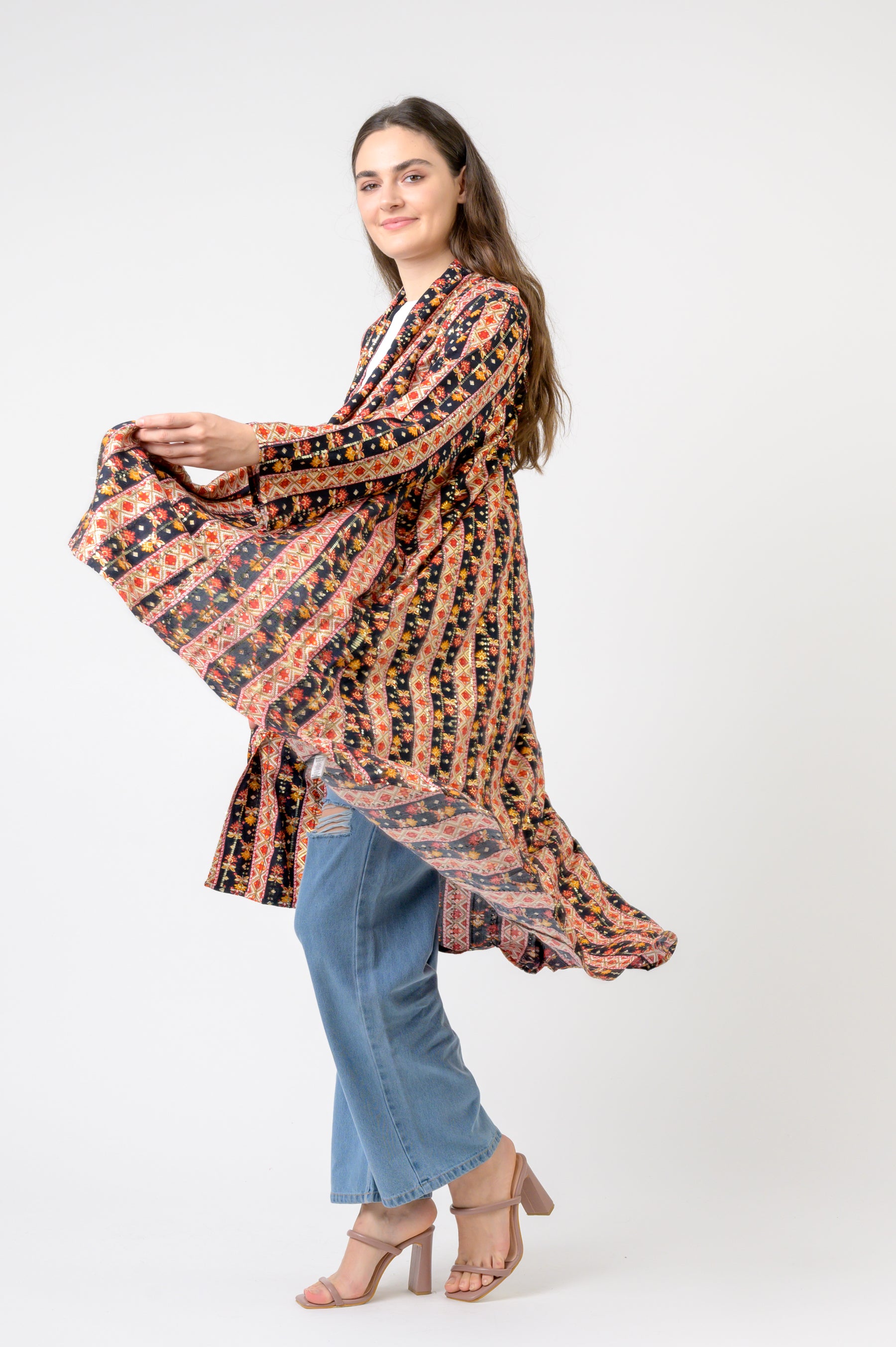 Banded Fashion Duster - Black